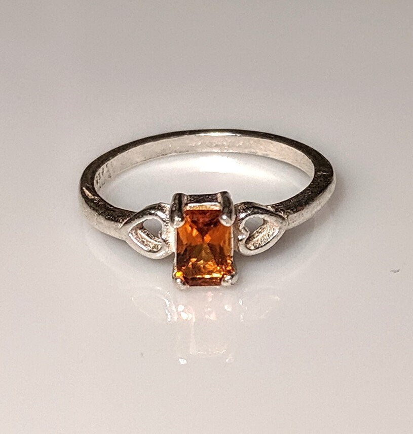 Natural Gemstone Sterling Silver Ring with Heart Accent - Citrine, Garnet, Peridot, Topaz, Amethyst Birthstone Jewelry | Perfect Gift for Her, Valentine's Day, Anniversary & Everyday Elegance