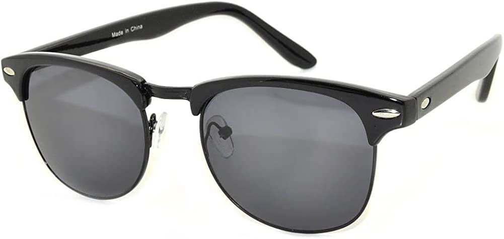 Vintage Retro Semi-Rimless Sunglasses for Men & Women - UV400 Protection Smoke Lens Metal Plastic Frame - Perfect for Driving, Beach & Outdoor Activities