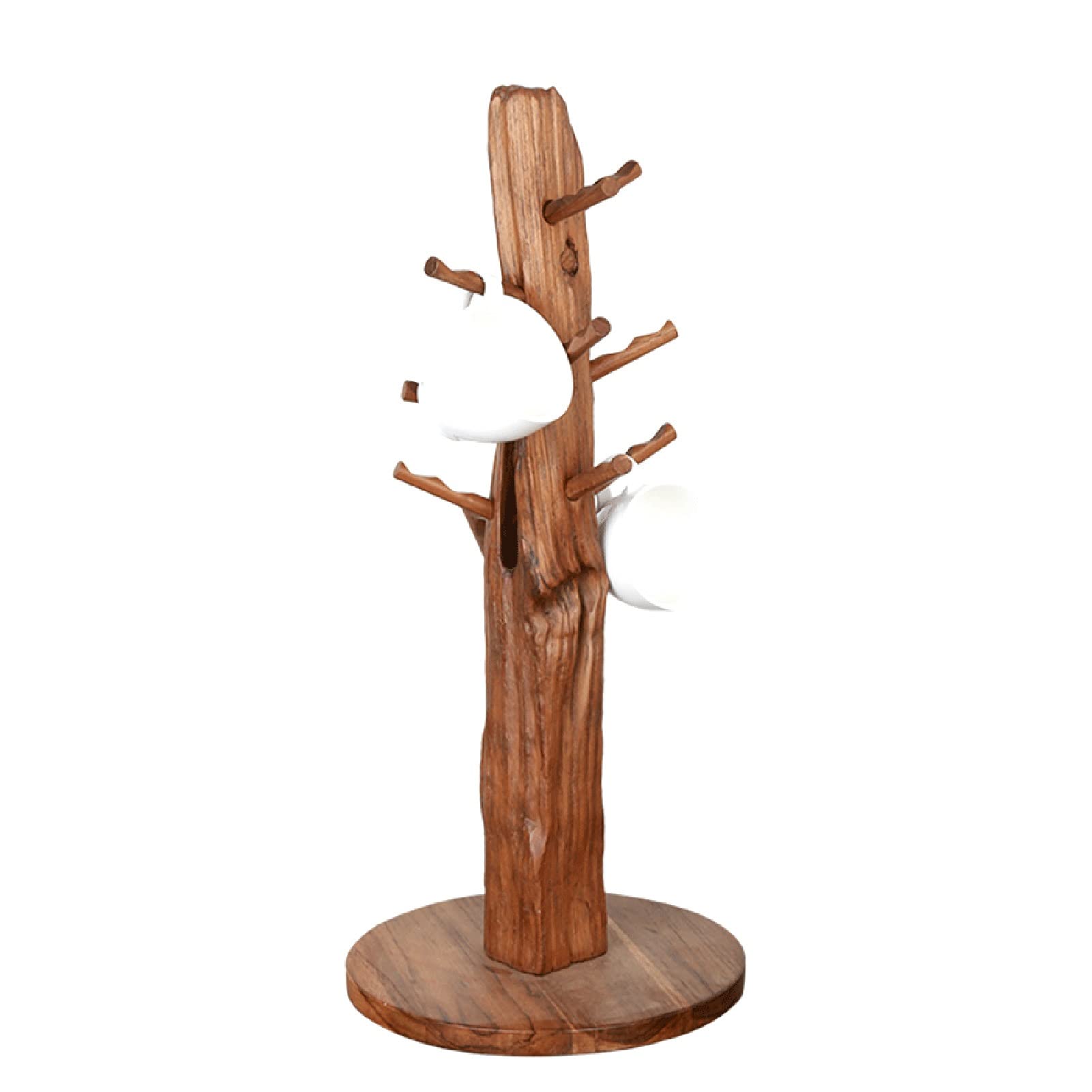 Wooden Cup Holder Tree with 6 Hooks - Kitchen Counter Organizer for Coffee Mugs, Cutlery Storage & Drying - Perfect for Small Space Kitchen, Office Breakroom or Coffee Bar Display