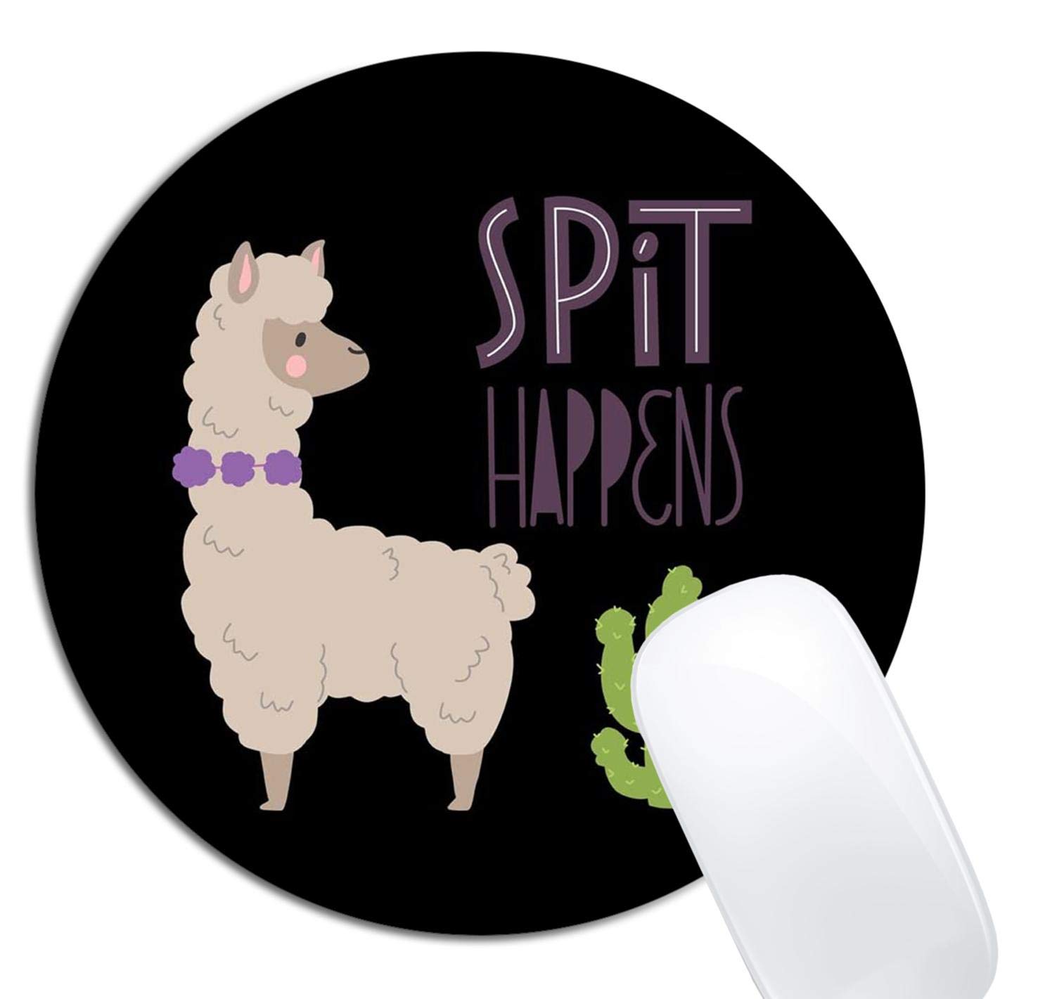 **Cute Llamas Alpaca with Cactus Mouse Pad - Non-Slip Round Rubber Mousepad for Laptop & Office Computer - Customized Desk Accessories for Gaming & Work**
