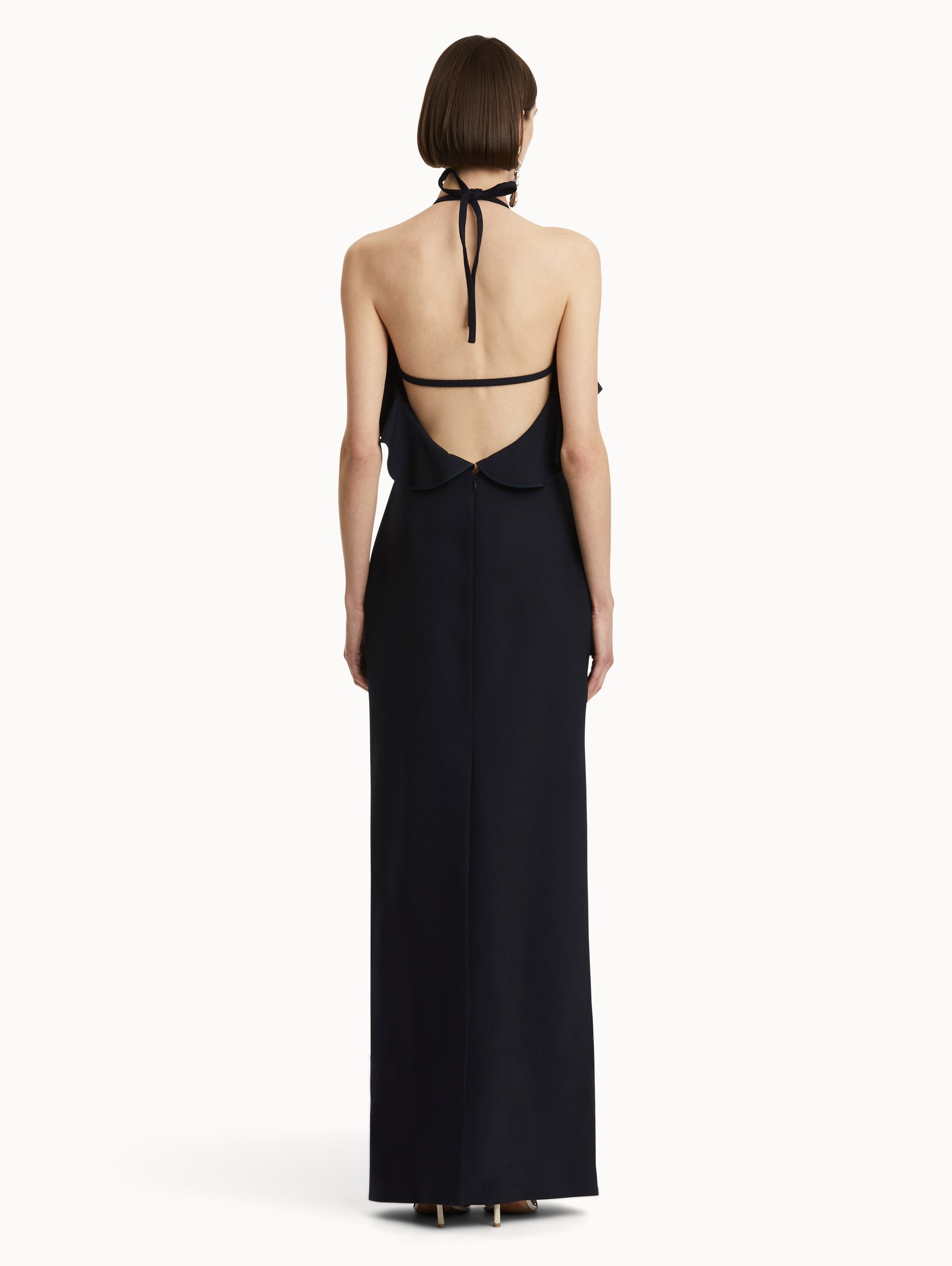 Elegant Ruffle Detailed Column Gown for Women - Perfect for Weddings, Proms, and Formal Events