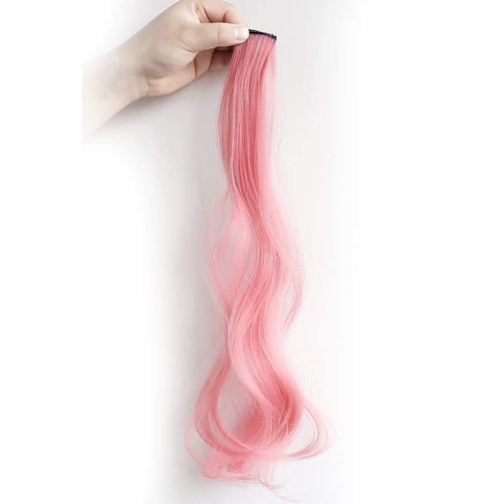 Natural Curly Synthetic Wig for Women - Long Pink Hair Extensions with Permed Dye Color | Perfect for Cosplay, Halloween Costumes & Daily Fashion Styling