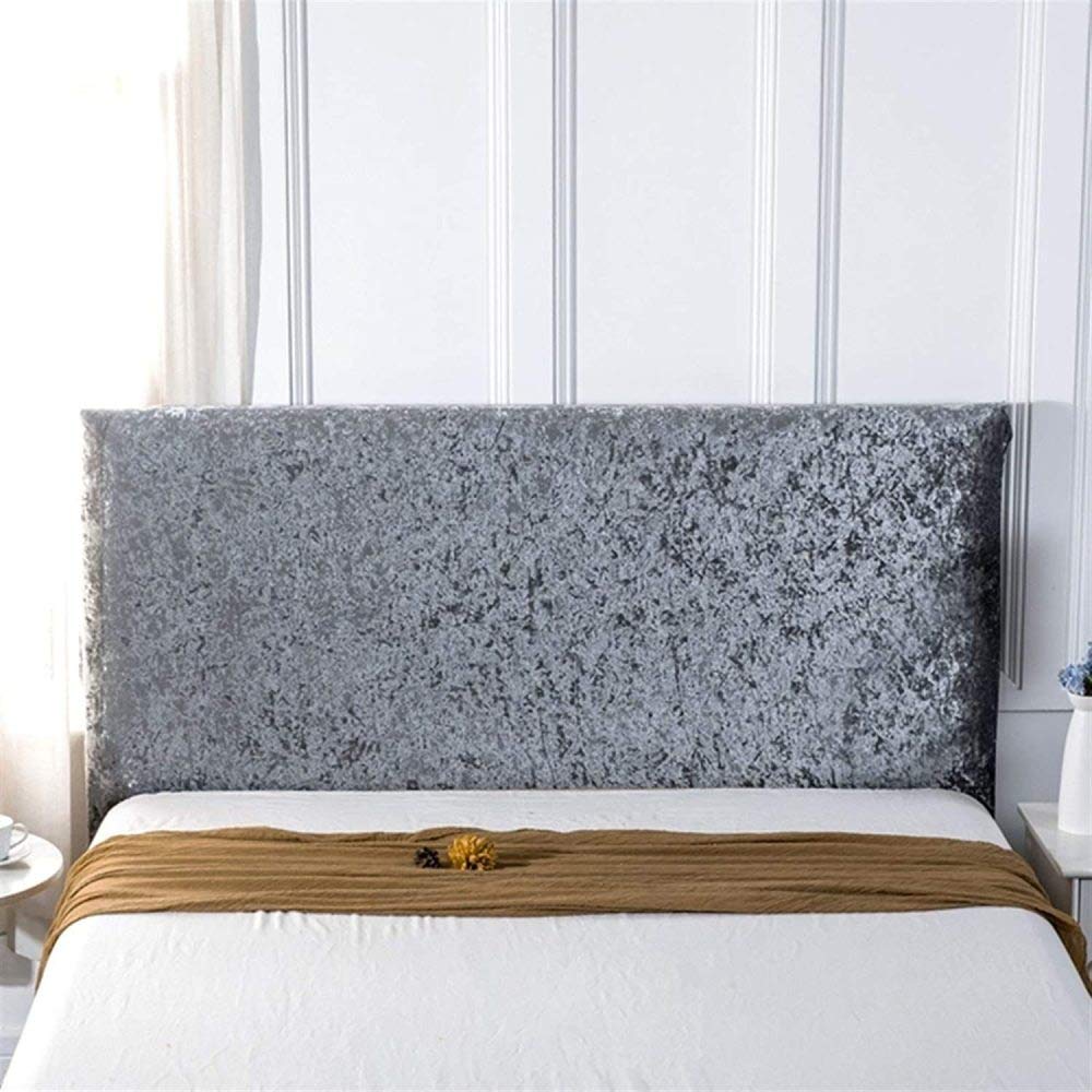 Velvet Bed Headboard Slipcover - 360° Full Coverage, Dustproof Protection for Single, Double, Queen & King Size Beds | Soft Grey Headboard Cover for Bedroom Decor (240cm) - Perfect for Home, Hotel & Airbnb Styling
