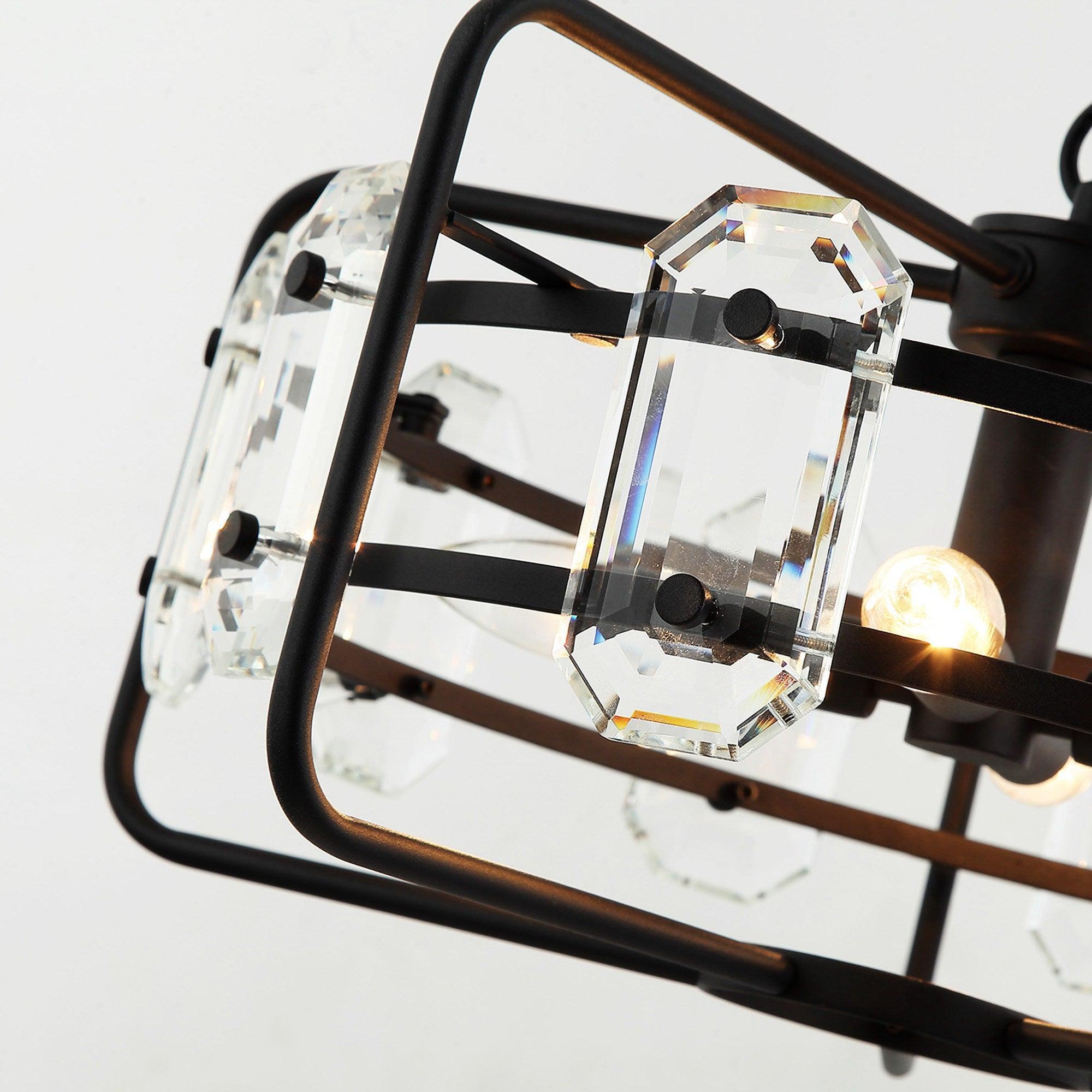 4-Light Modern Crystal Pendant Light Fixture - Gold or Black Finish - Perfect for Dining Room, Living Room, or Bedroom Ceiling Lighting