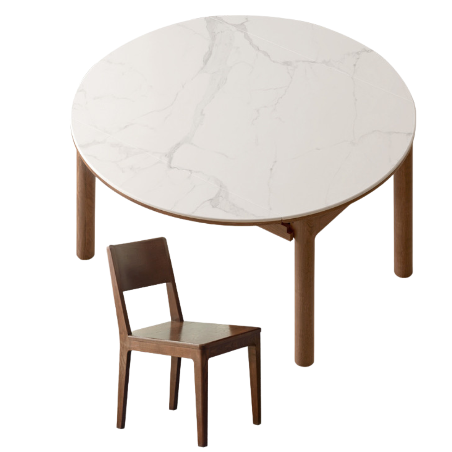 51.2x51.2x29.9 inch / 130x130x76 сm /  Walnut color / Ash Folding slate dining table + 4 chairs