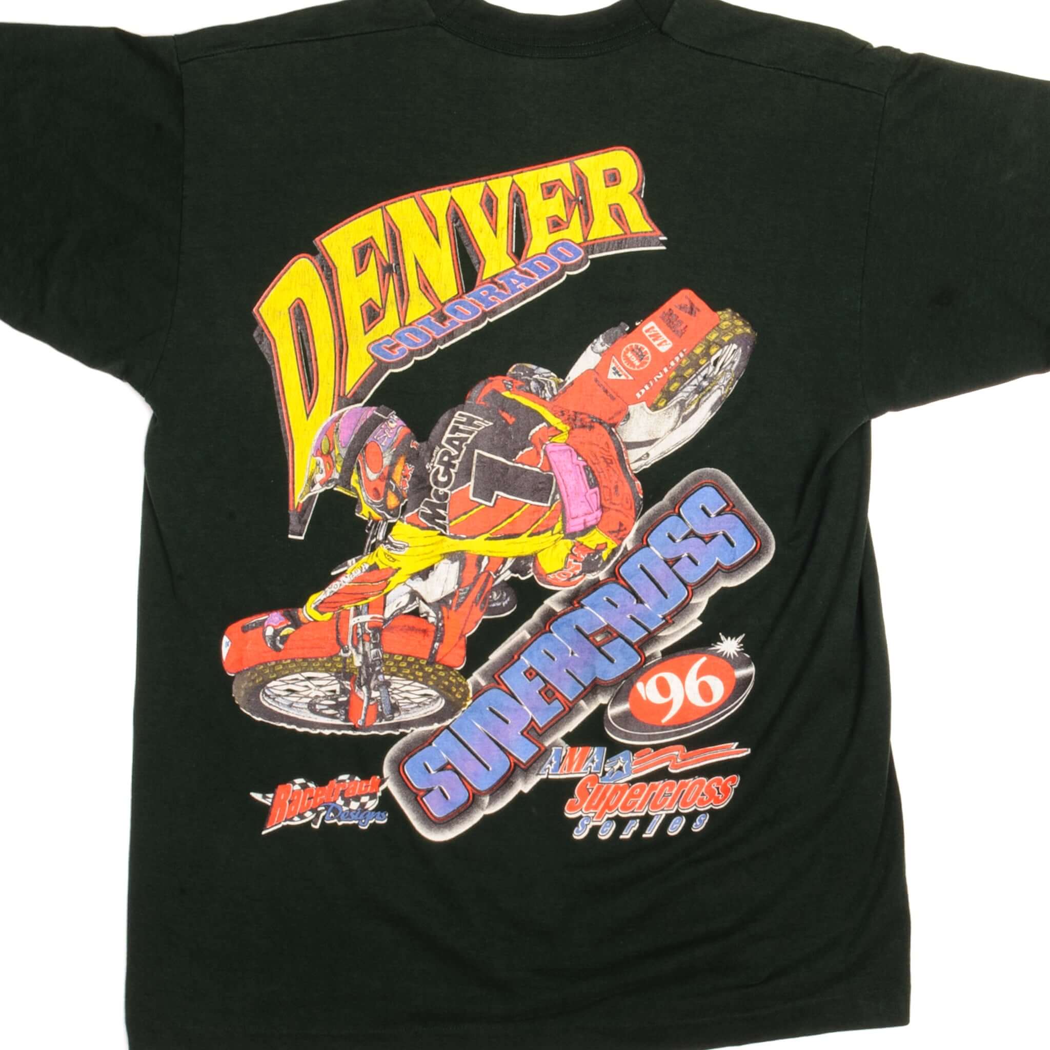 Vintage AMA Supercross Jeremy McGrath Championship T-Shirt 1996 - Medium Size, Made in USA - Retro Motocross Racing Tee for Fans & Collectors