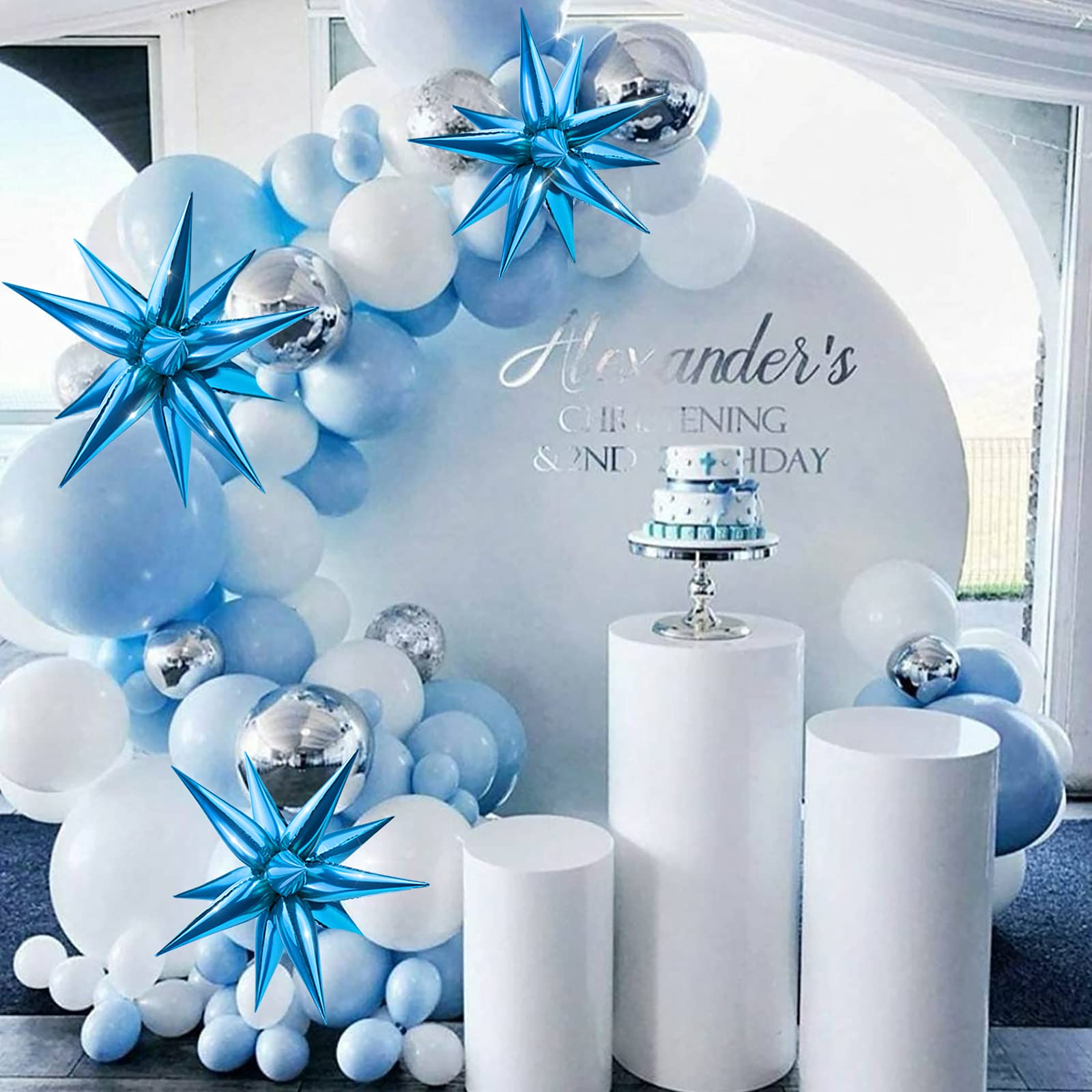 Blue Star Balloons 60 PCS for Birthday Gender Reveal Party Decor