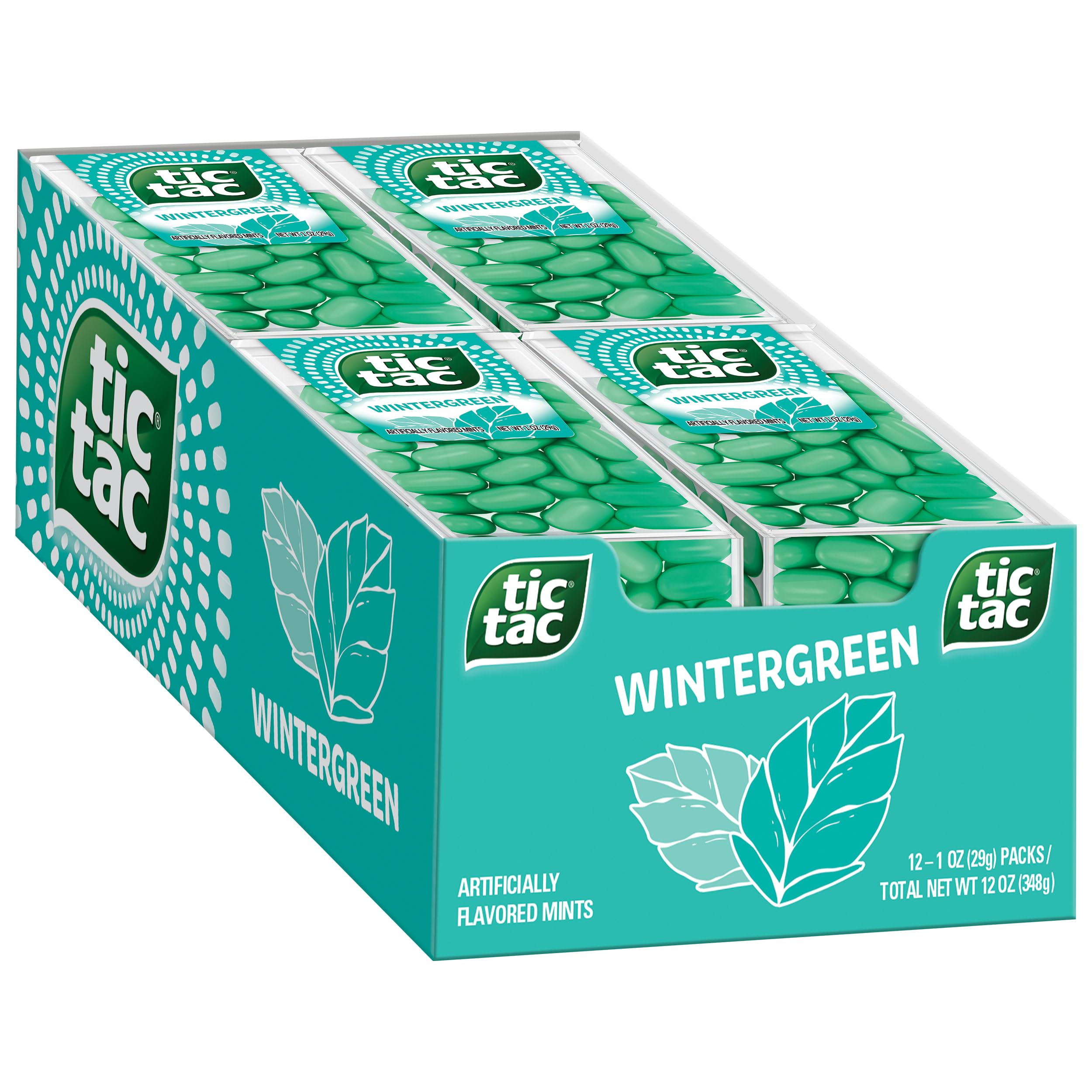Tic Tac Wintergreen Breath Mints - 12 Pack Bulk (1 Oz Each) | Fresh On-The-Go Mint Refresher for Work, Travel & After Meals