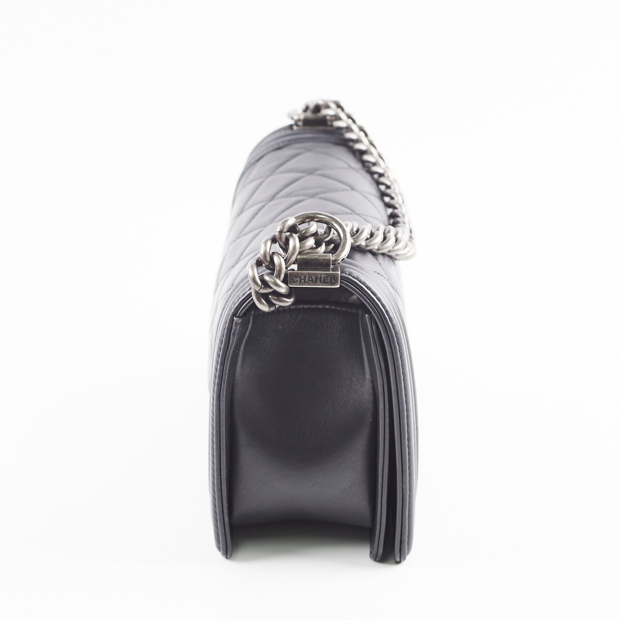 Chanel Old Medium Boy Black Leather Shoulder Bag - Classic Series 19 | Luxury Designer Handbag for Women | Perfect for Evening Events, Parties & Special Occasions