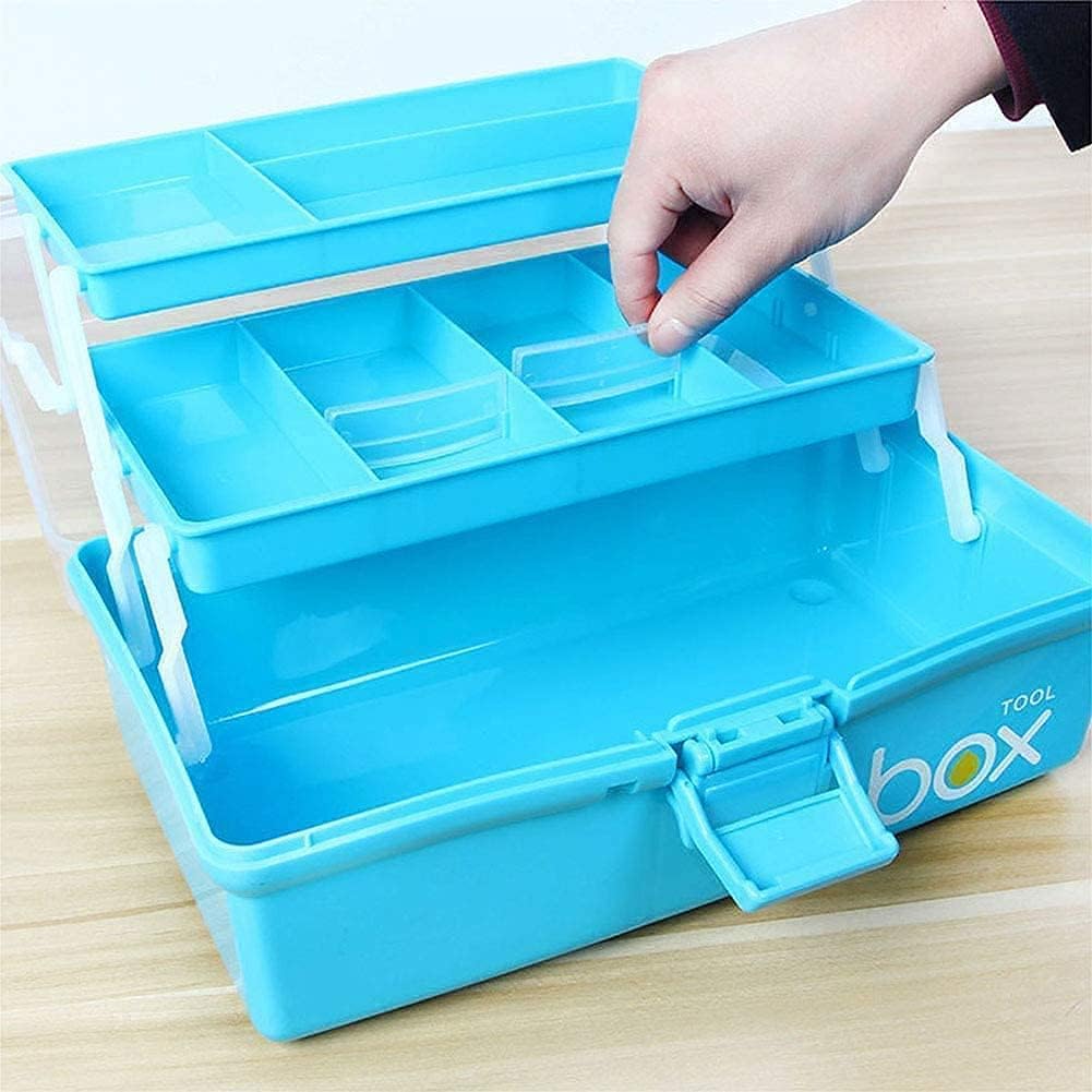 Ansawi 3-Layer Multipurpose Plastic Storage Box with Handle - Portable Tool Organizer Case for Artists, Students & DIY Crafts | Perfect for Art Supplies, Drawing Tools & Workshop Organization