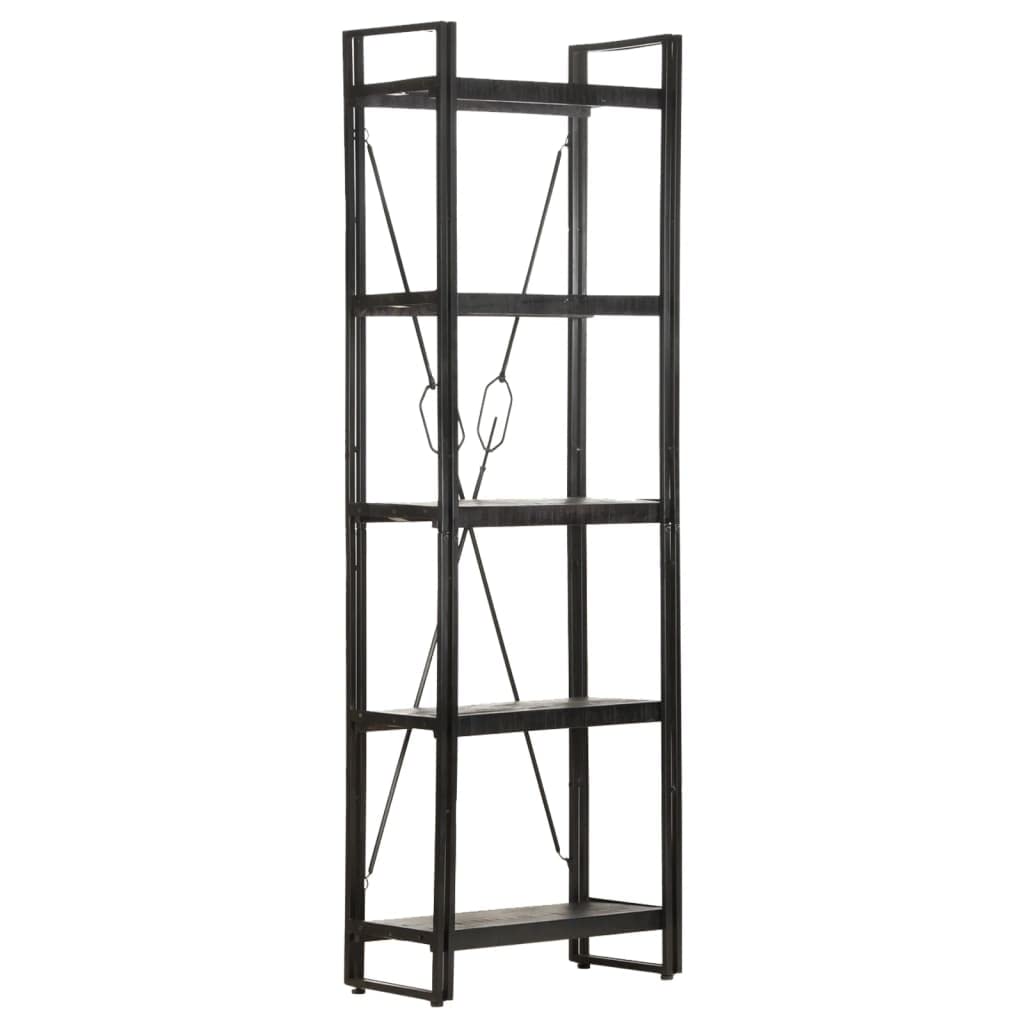 5-Tier Bookcase - Solid Mango Wood Bookshelf for Bedroom, Living Room & Office - 23.6