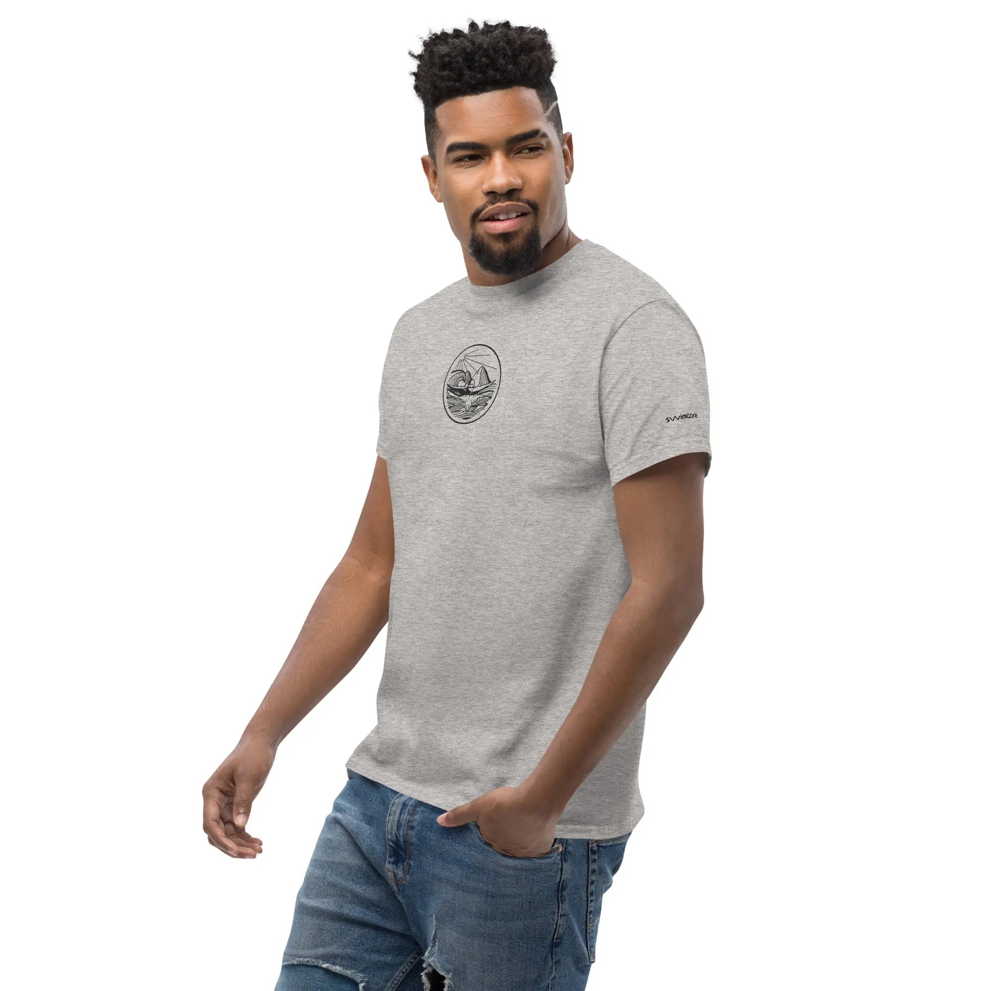 Designer Mountain Swimmer Graphic T-Shirt - Unisex Casual Tee for Men & Women | Perfect for Outdoor Adventures, Beach Trips, and Streetwear Fashion