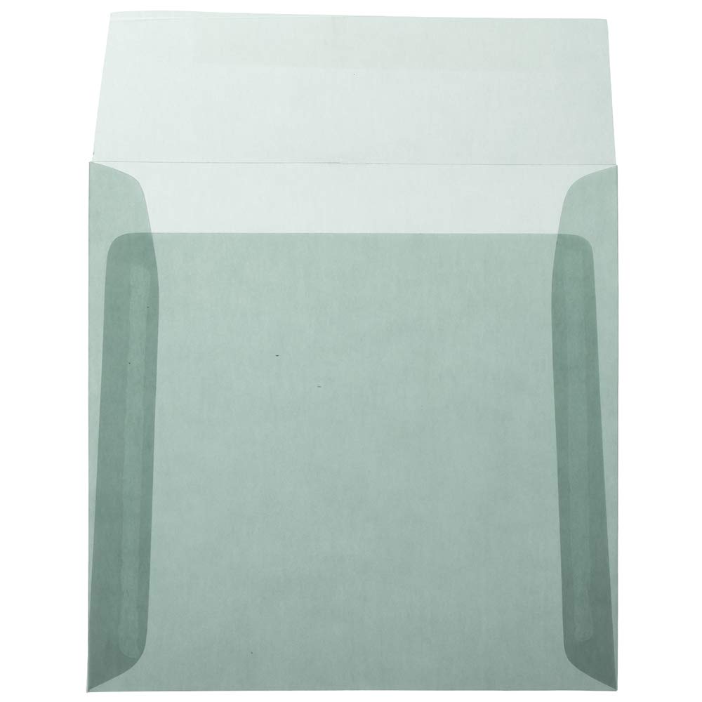 JAM PAPER 6.5 x 6.5 Inch Square Translucent Vellum Envelopes - Ocean Blue - Bulk Pack of 250 - Perfect for Wedding Invitations, Greeting Cards, and Business Correspondence