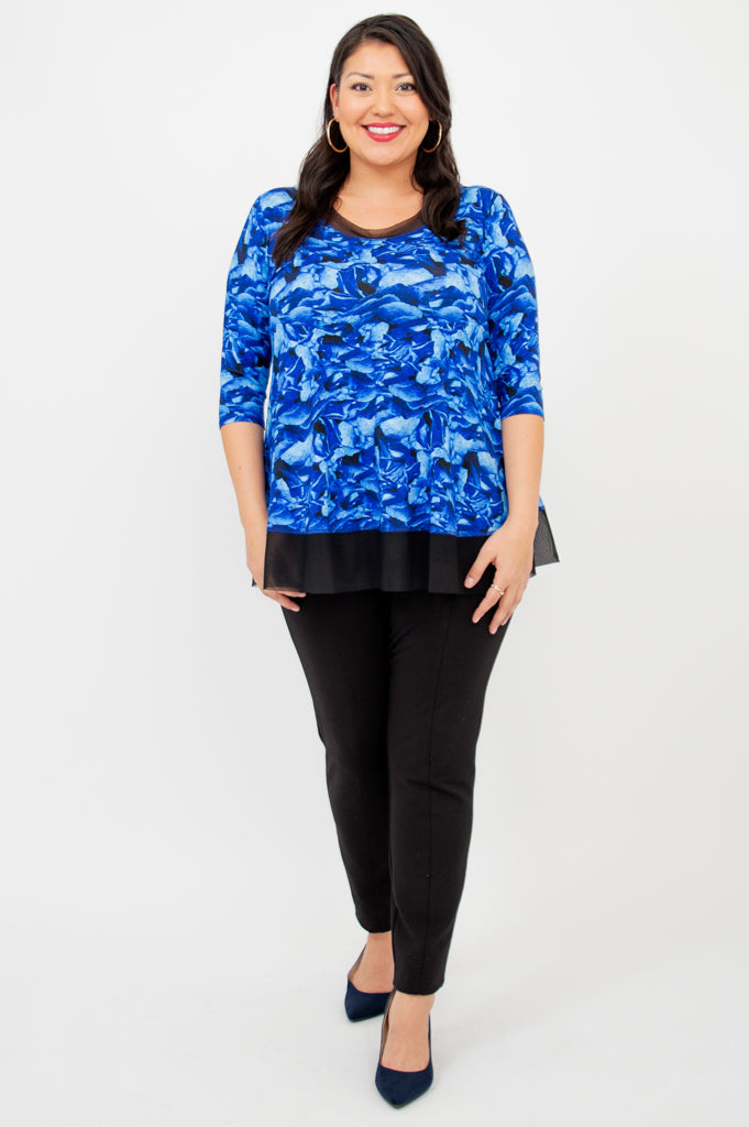 Blue Rose Flora Top - Eco-Friendly Bamboo Fabric Women's Blouse for Casual Wear & Summer Outfits