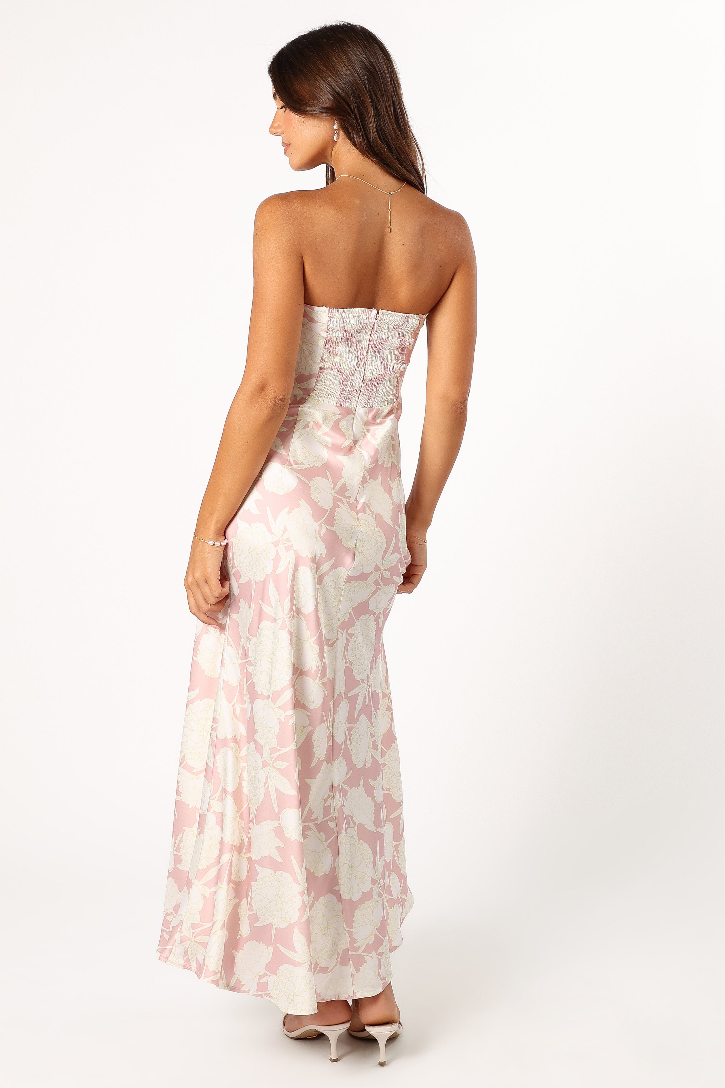 Strapless Maxi Dress with Pink Floral Print - Elegant Summer Beach Wedding Party Dress for Women | Perfect for Vacations, Date Nights & Special Occasions