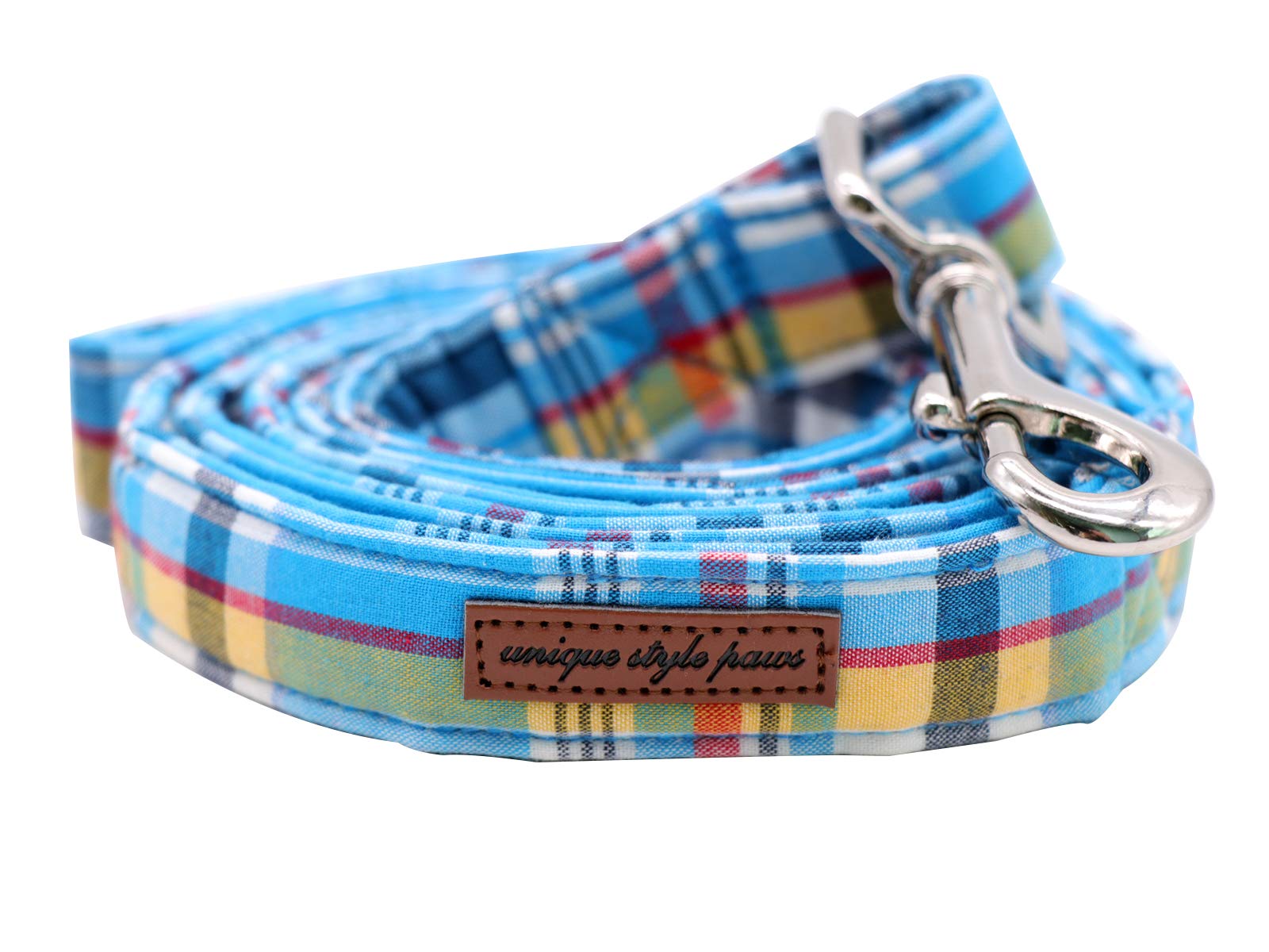 Durable Heavy Duty Dog Leash with Comfortable Handle & Metal Buckle - XS/S/M/L Sizes - Blue Plaid Pattern for Small to Large Dogs - Perfect for Walking, Training & Outdoor Adventures