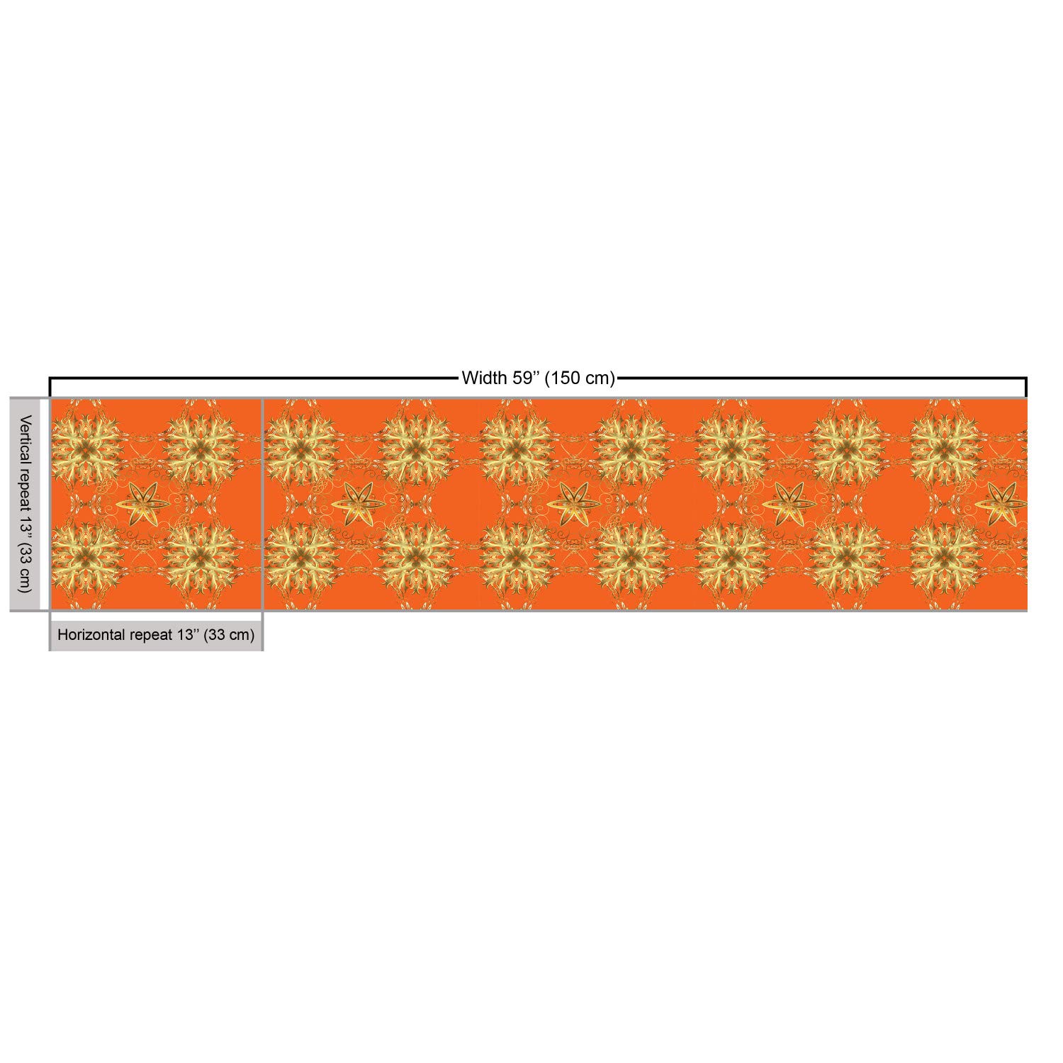 Ambesonne Yellow Damask Fabric - Eastern Abstract Pattern for Upholstery & Home Decor - 1 Yard