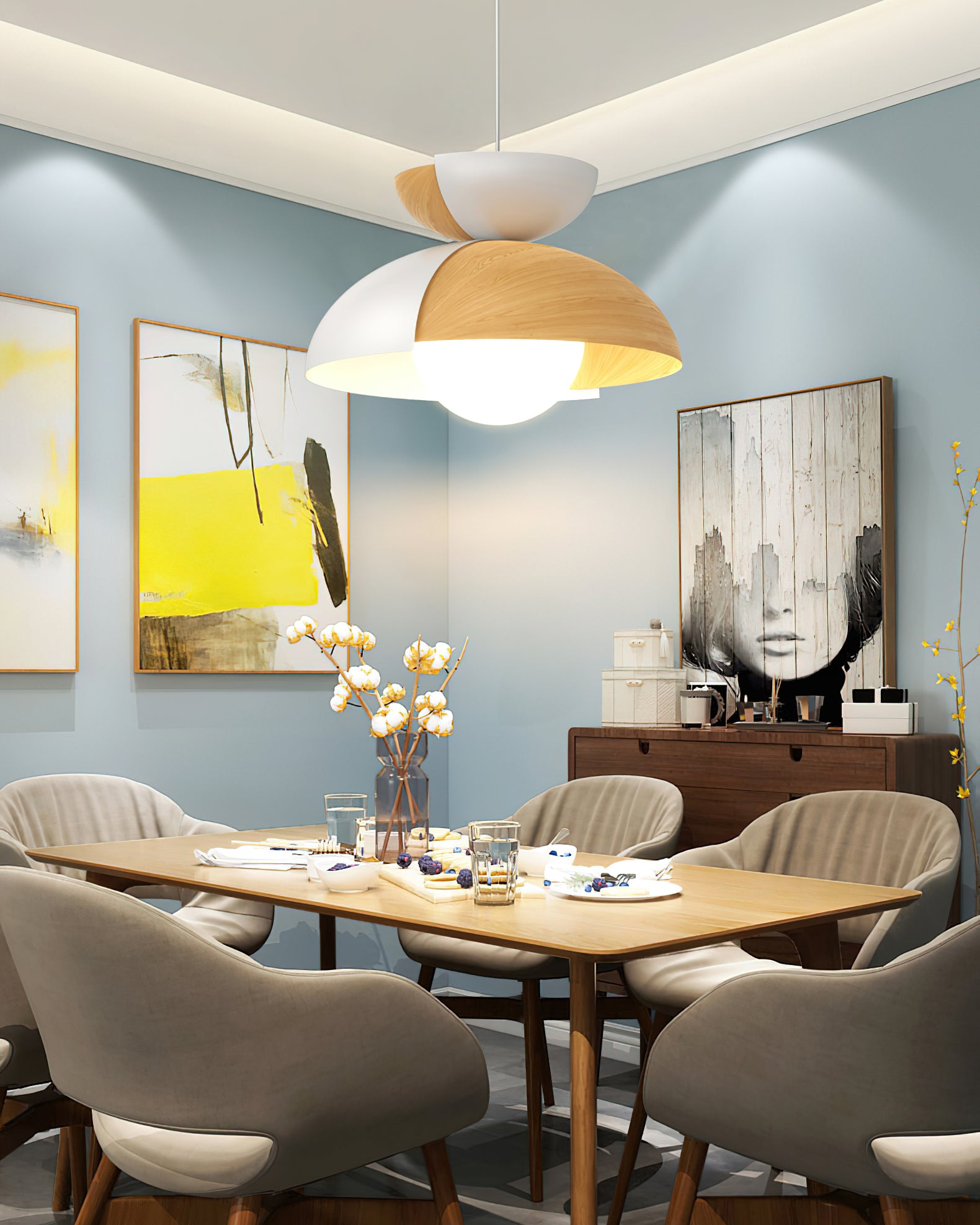 Large Bowl Pendant Light - Modern Hanging Lamp for Dining Room, Kitchen Island, or Living Room Decor