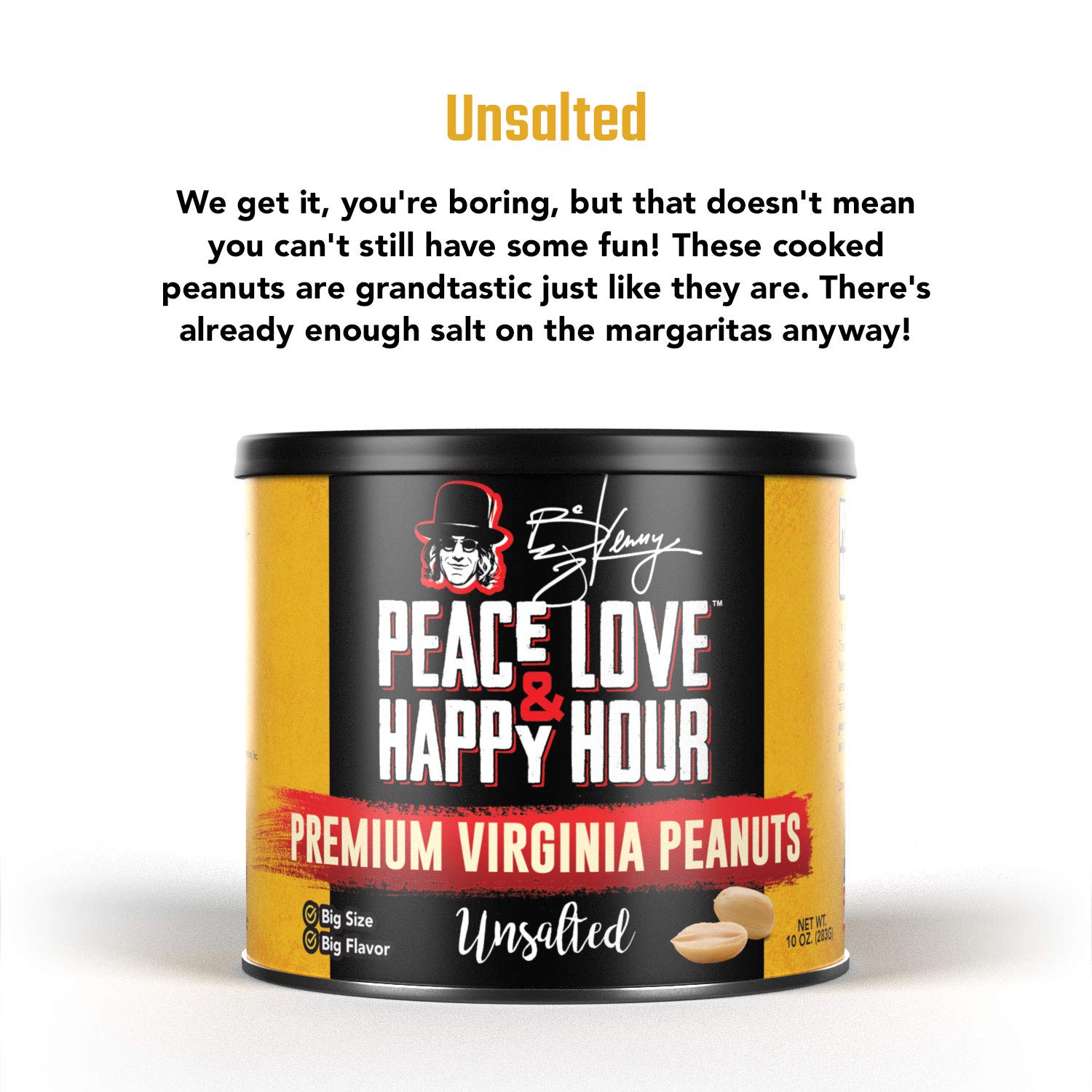 Unsalted Premium Virginia Peanuts - 10 oz Can | Non-GMO, Gluten-Free Snack for Parties, Hiking & Healthy Eating