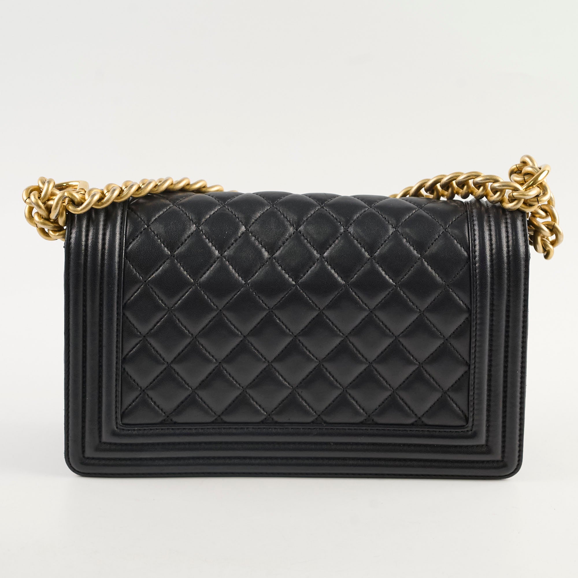 Chanel Old Medium Boy Bag in Black Lambskin Leather - Luxury Handbag for Women, Perfect for Evening Events & Daily Use