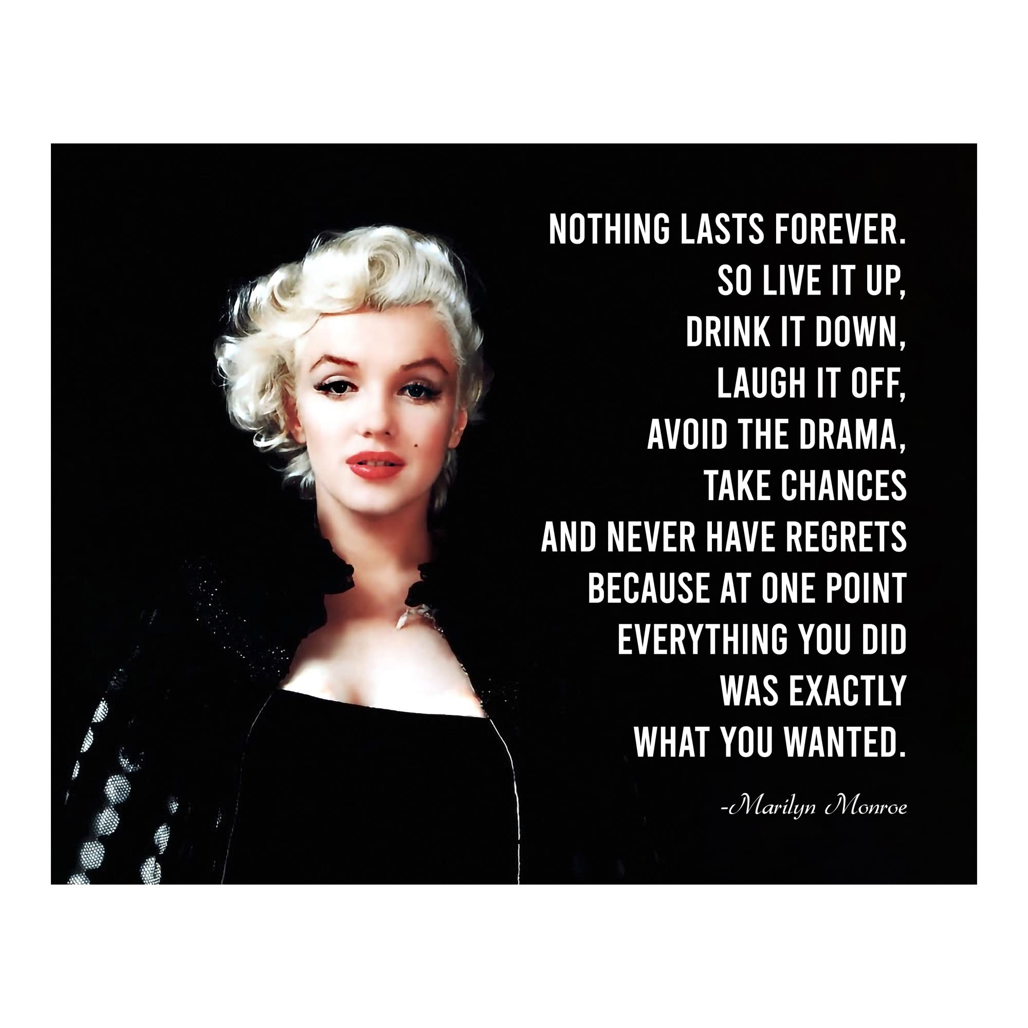 Nothing Lasts Forever - Marilyn Monroe Inspirational Quote Wall Art Print 10x8