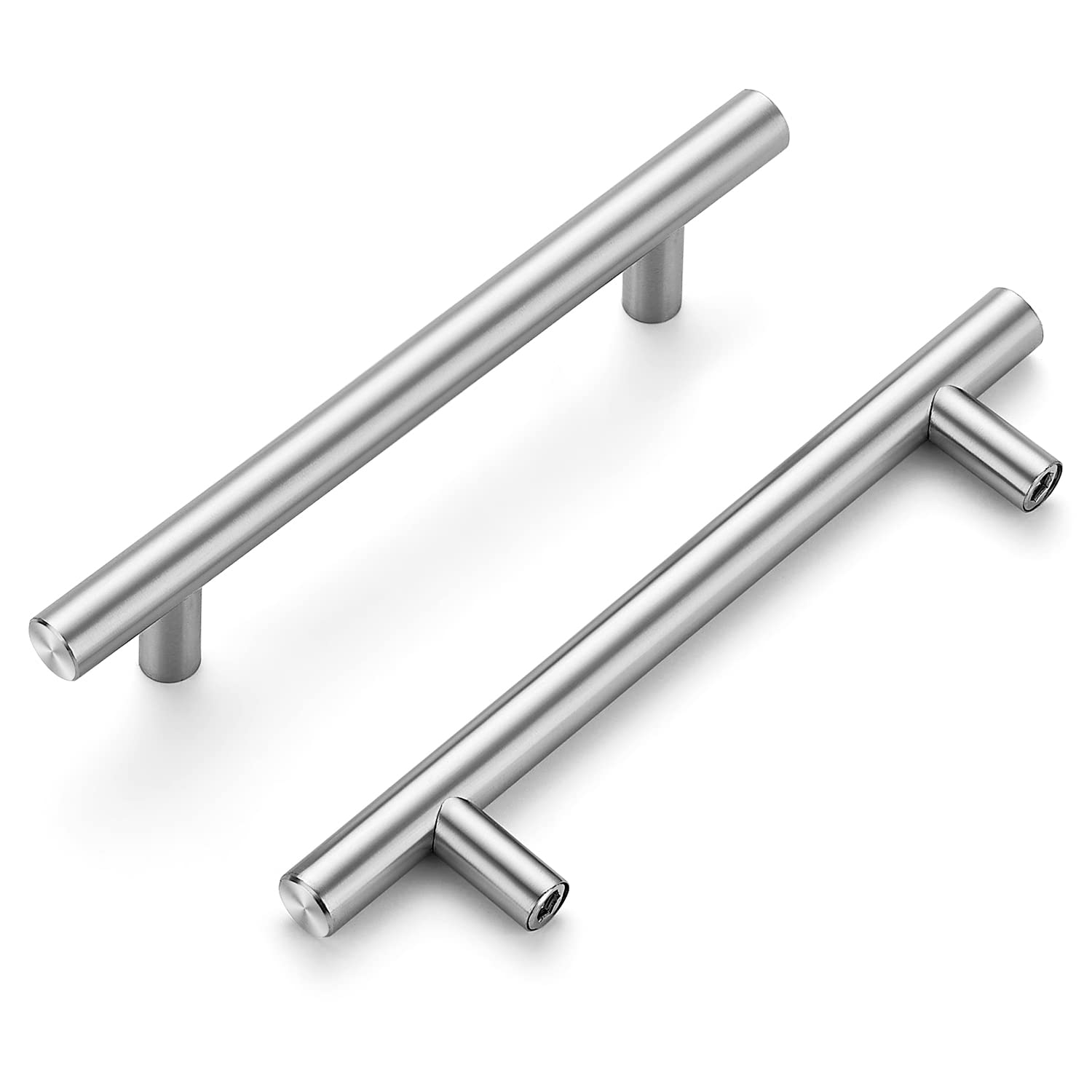 20 Pack Brushed Nickel Cabinet Handles - 4 Inch & 6.4 Inch Drawer Pulls - Stainless Steel Kitchen Cabinet Hardware for Dresser, Wardrobe & Bathroom Renovation (Silver Finish)