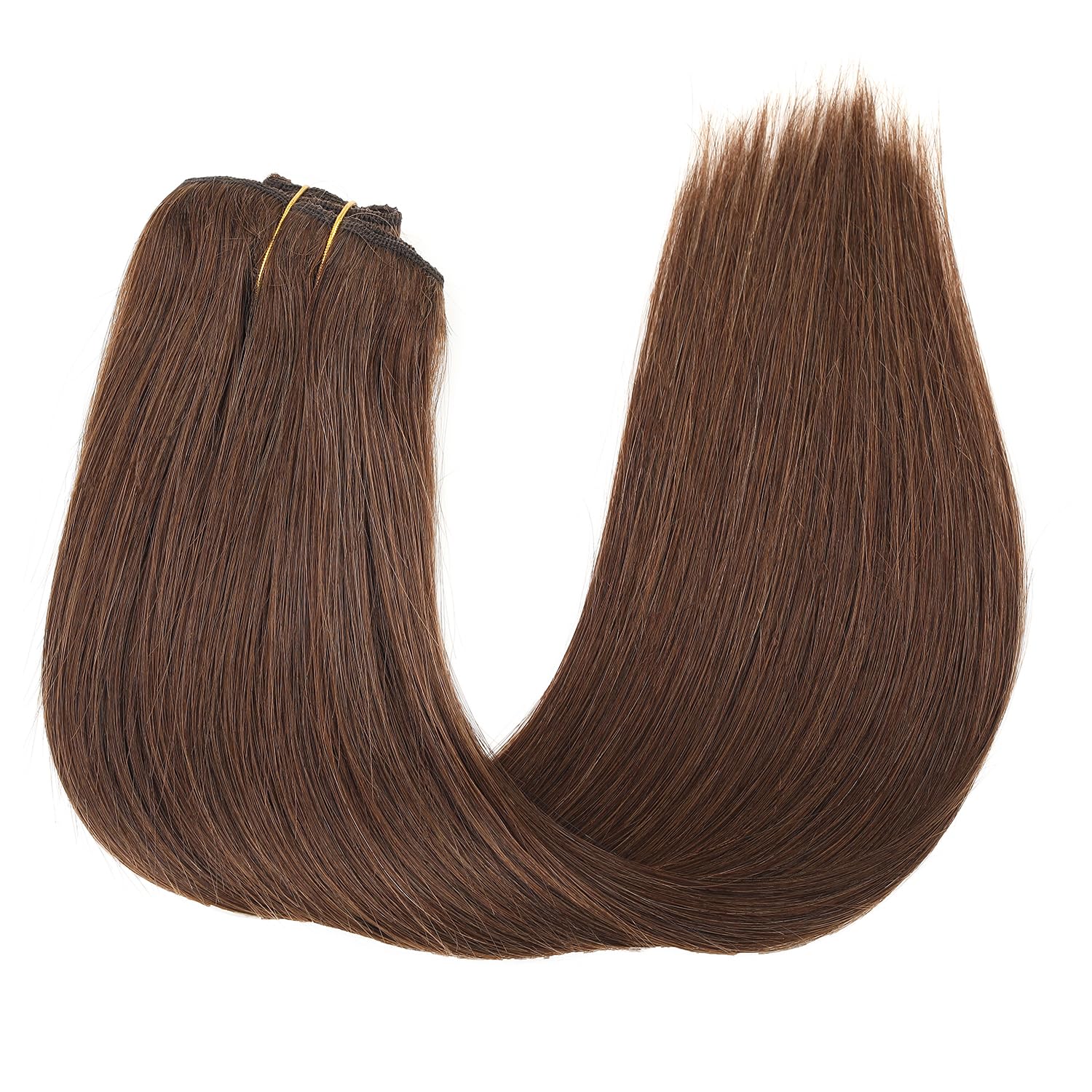 120g 8-Piece Clip-In Human Hair Extensions - 22 Inch Double Weft #4 Medium Brown | Real Human Hair for Volume & Length | Perfect for Daily Wear, Parties & Special Occasions
