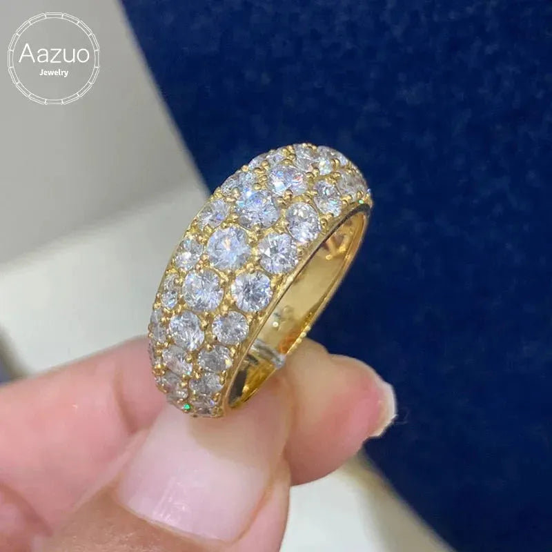 18K Solid Yellow Gold 3.0ct Real Diamond Ring for Women | Luxury Au750 Fashion Jewelry | Perfect for Gifts, Banquets & Special Occasions