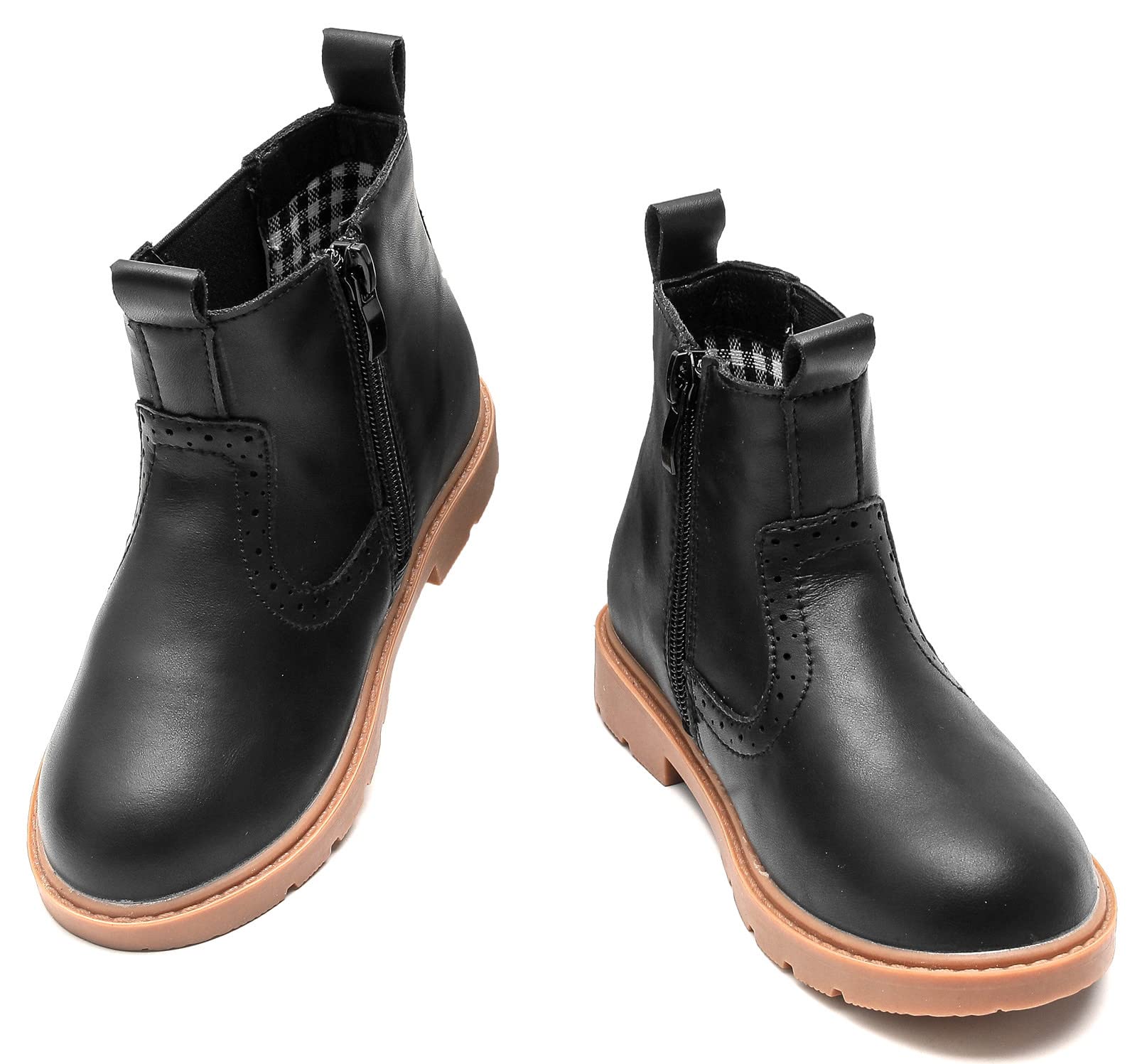 DADAWEN Kids Waterproof Combat Boots with Side Zipper - Comfortable Outdoor Ankle Boots for Boys & Girls (Toddler/Little Kid/Big Kid) - Perfect for Hiking, School & Winter Play