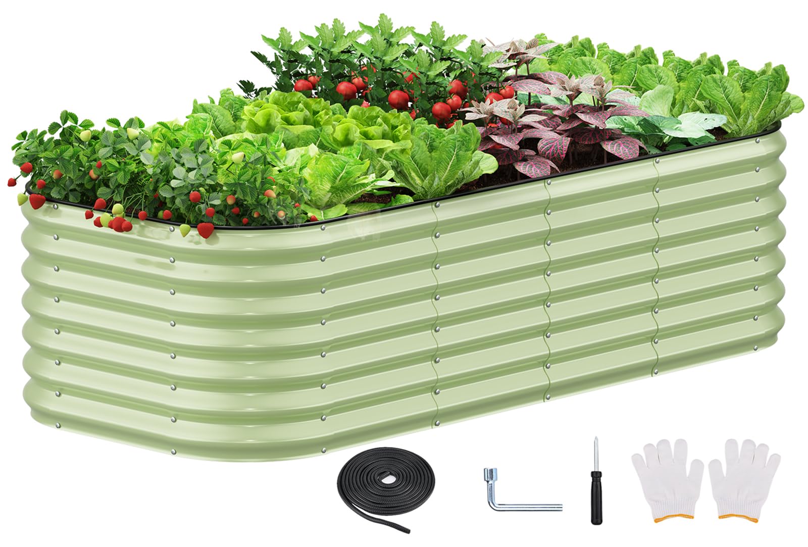 6x3x2 FT Galvanized Steel Raised Garden Bed Kit - 8-in-1 Large Metal Planter Box for Outdoor Vegetables, Flowers & Herbs (Sage Green) | Perfect for Backyard Gardening, Patio Planting & Urban Farming