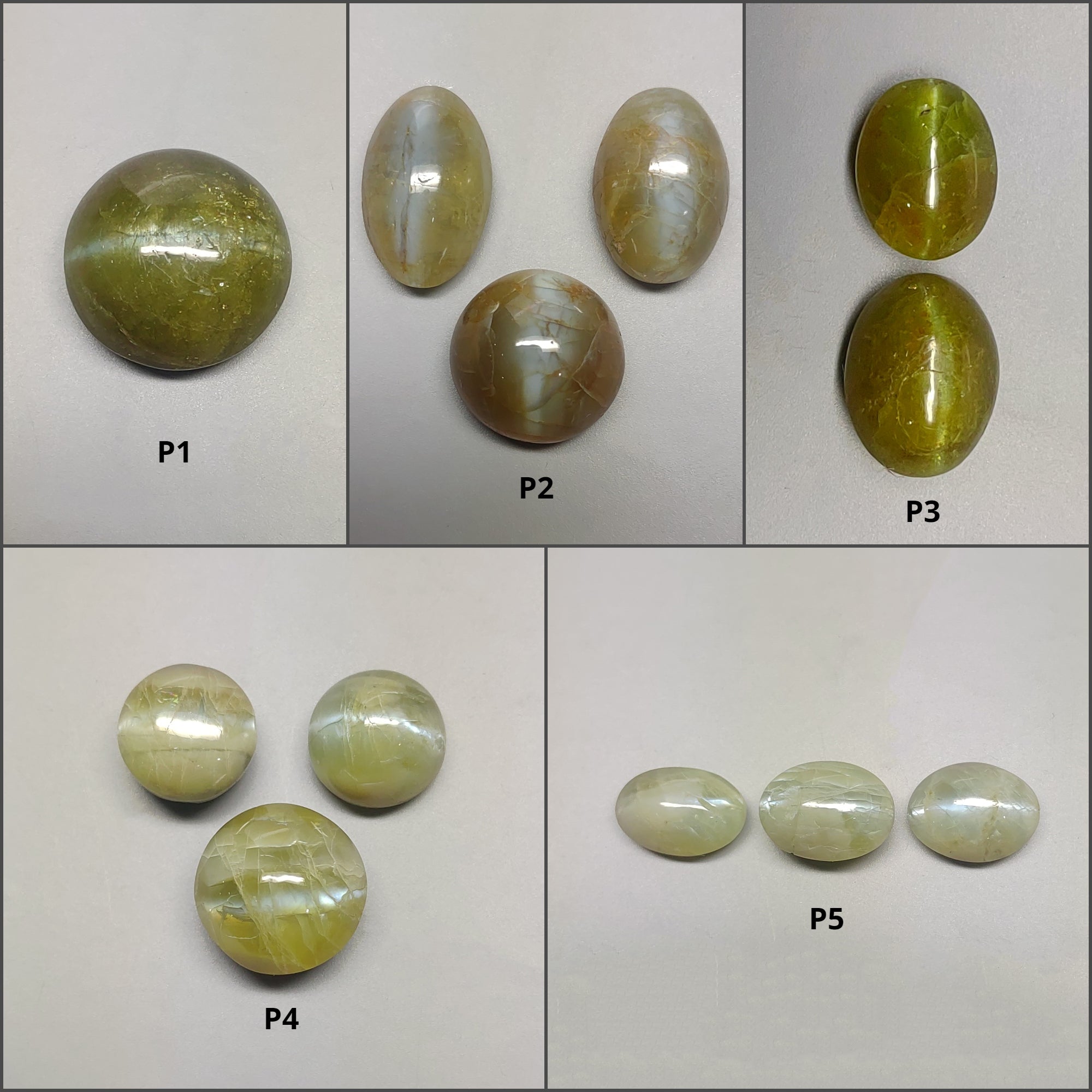 Natural Untreated Chrysoberyl Cat's Eye Gemstone Cabochon - Round & Oval Shapes (1pc, 2pcs, 3pcs) | Healing Crystal for Jewelry Making, Meditation & Energy Work
