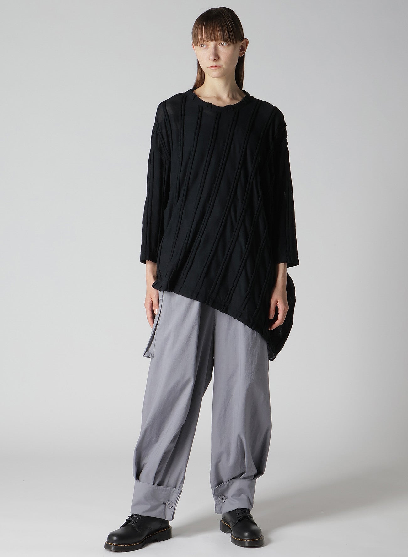 Elegant Check Cut Jacquard Asymmetric Drape Top - Stylish Women's Fashion Blouse for Casual Outings, Office Wear & Evening Events