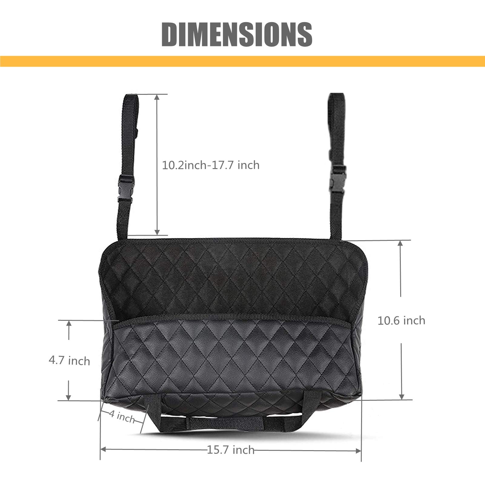 Premium PU Leather Car Handbag Holder - Organizer Net Pocket for Purse & Small Items - Secure Storage Solution for Cars, SUVs & Trucks | Perfect for Commuting, Road Trips & Daily Errands