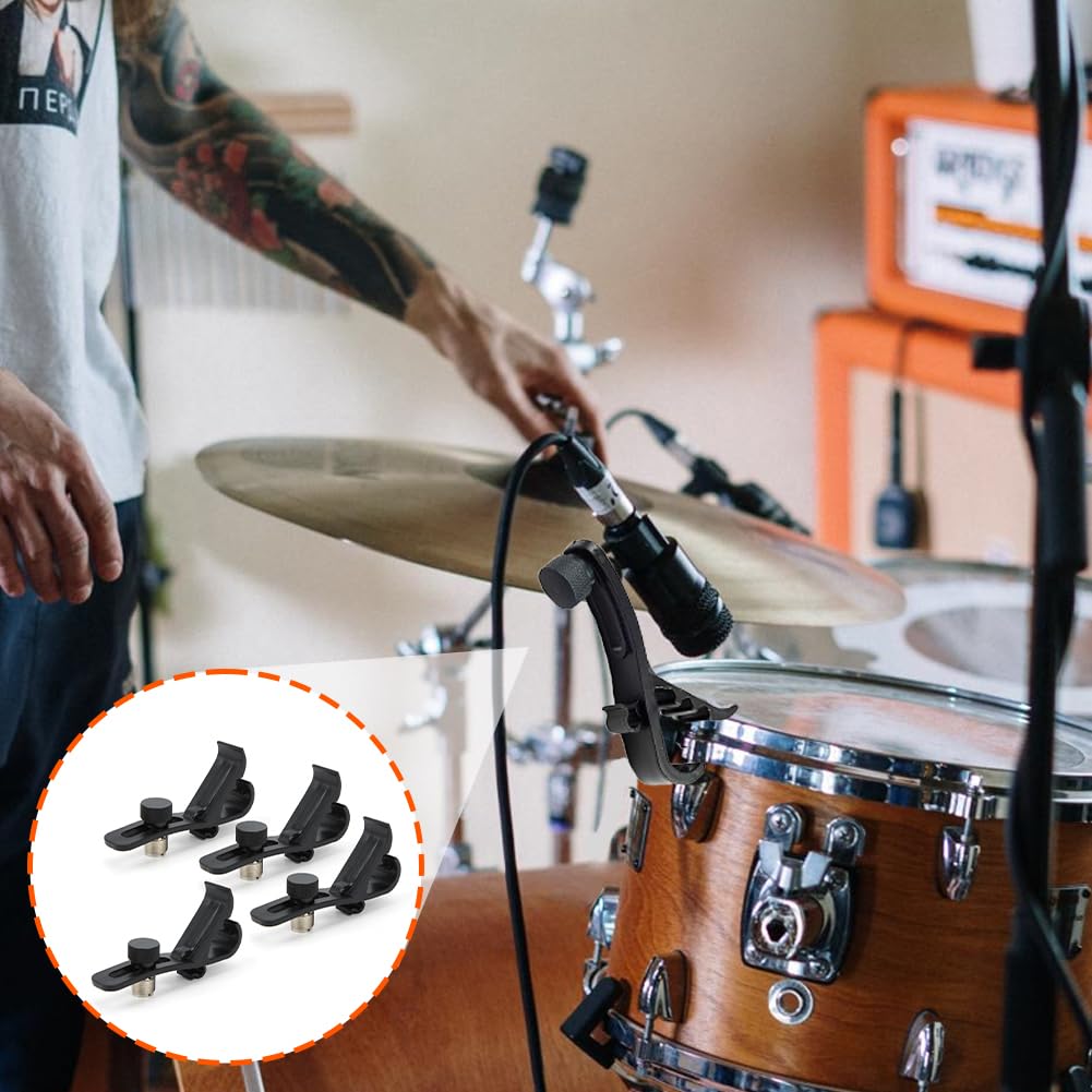 4PCS Shockproof Drum Mic Clips - Adjustable Universal Mic Stand Holder for Live Performances & Studio Recording