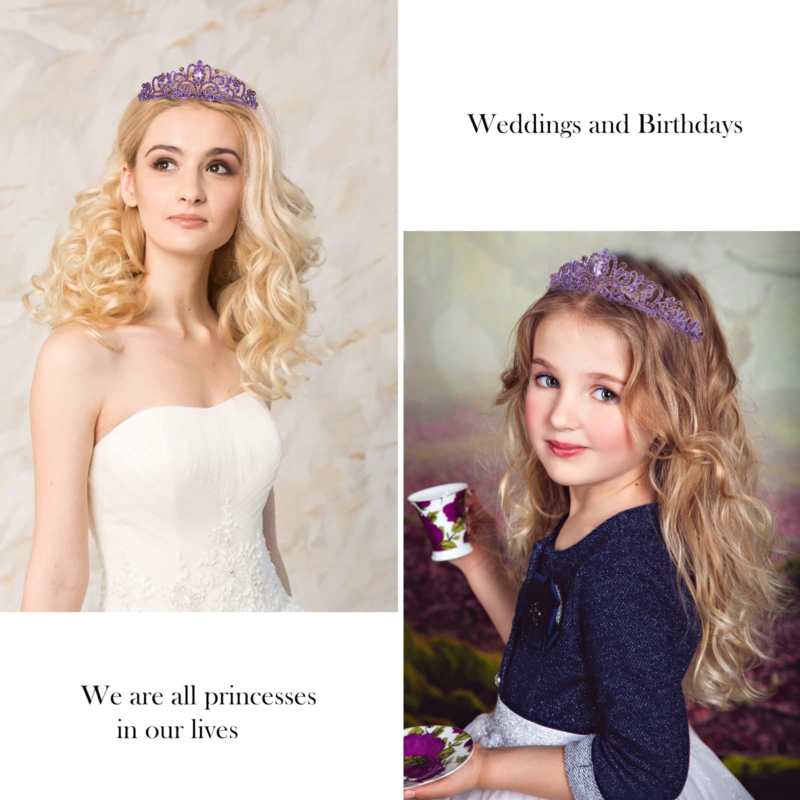 VELSCRUN Girls Birthday Tiara & Sash Set - Princess Crown Party Decorations for Birthday Celebrations, Gifts for Girls - Perfect for Birthday Parties, Princess Themes & Special Occasions