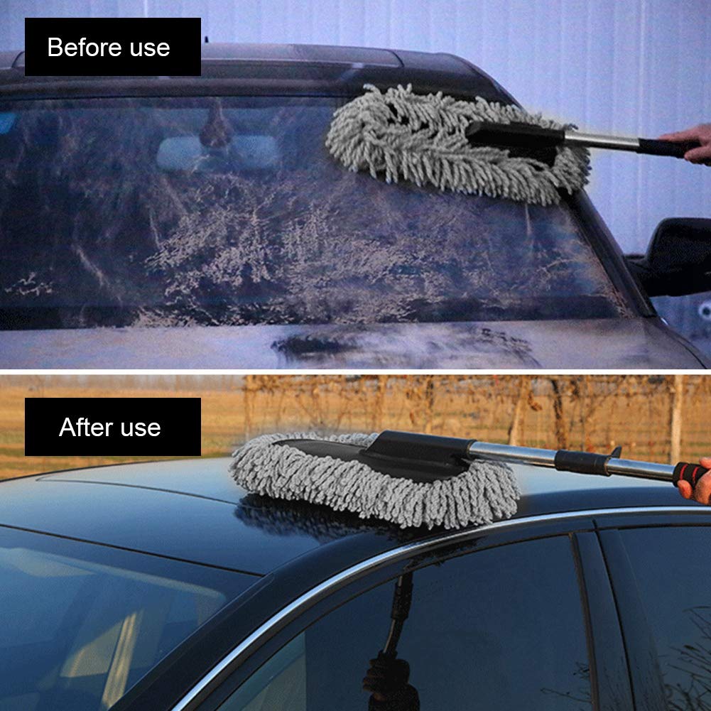 KIMISS Extendable Retractable Car Duster - Scratch-Free Washable Car Cleaning Brush for Windows, Exterior & Wax Application | Perfect for Quick Dusting, Detailing & Car Wash Maintenance