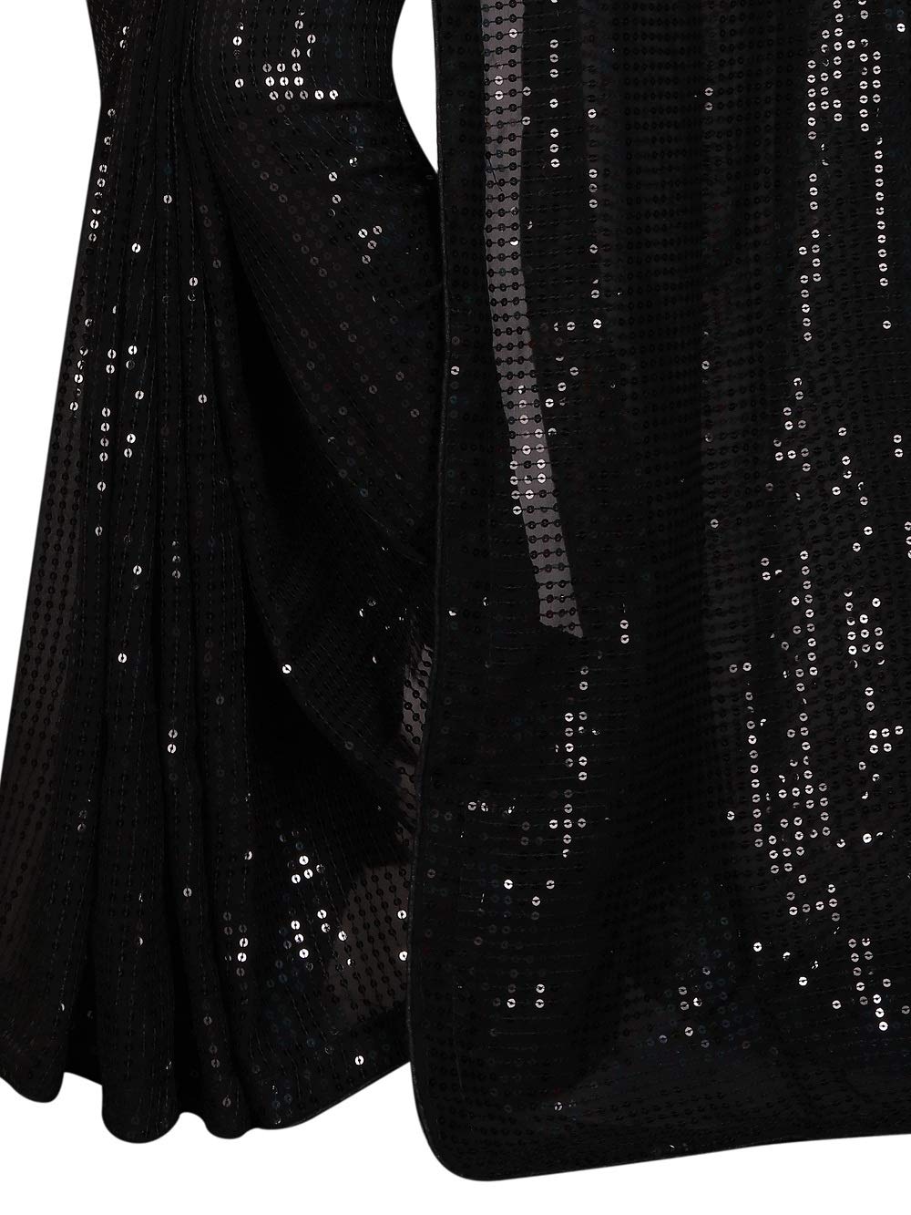 Kfgroup Women's Woven Pure Georgette Saree - Elegant Ethnic Dress & Wedding Sari with Blouse Piece (Black) | Perfect for Indian Weddings, Festivals & Special Occasions