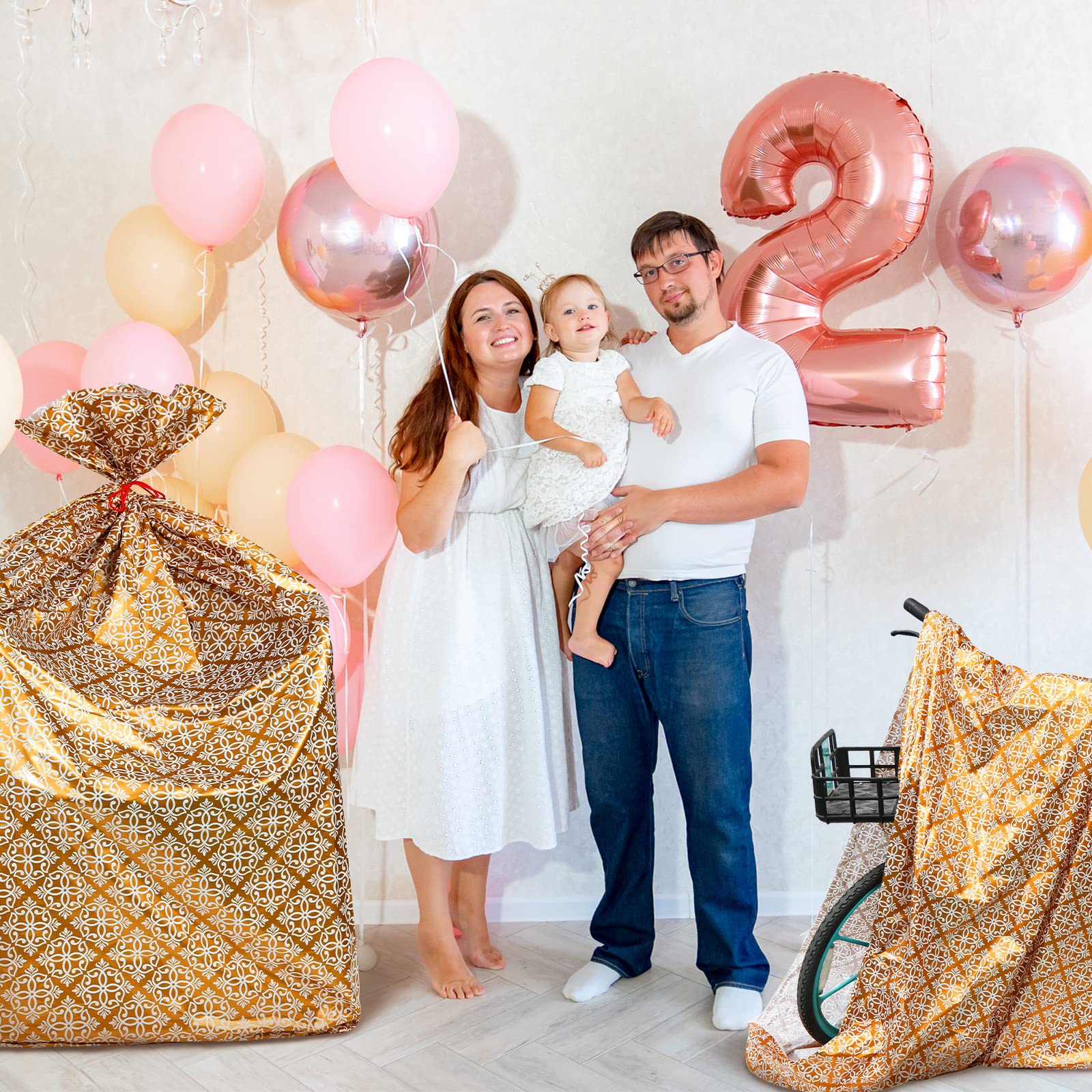 2-Pack Jumbo Bike Gift Bags 80x60 Inches - Extra Large Plastic Bicycle Bags for Weddings, Birthdays & Engagement Parties - Perfect for Outdoor Events, Bike Decorations & Surprise Gift Deliveries