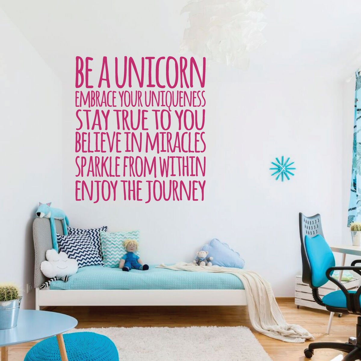 Unicorn Wall Decal - Stay True - Removable Vinyl Wall Art for Girls Room, Nursery, Playroom & Bathroom - Kids Bedroom Decor - Perfect for Birthday Parties, Baby Showers & Home Decoration