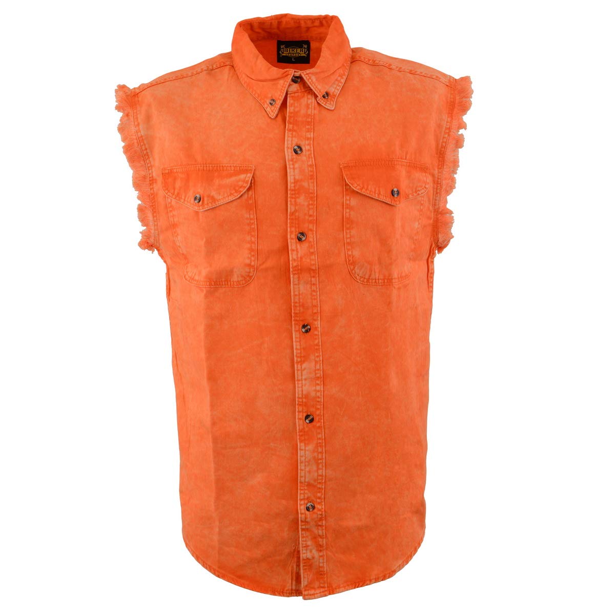 Milwaukee Leather MDM11682.152 Men's Orange & Beige Sleeveless Shirt - Breathable Summer Casual Wear for Outdoor Activities & Beach Vacations