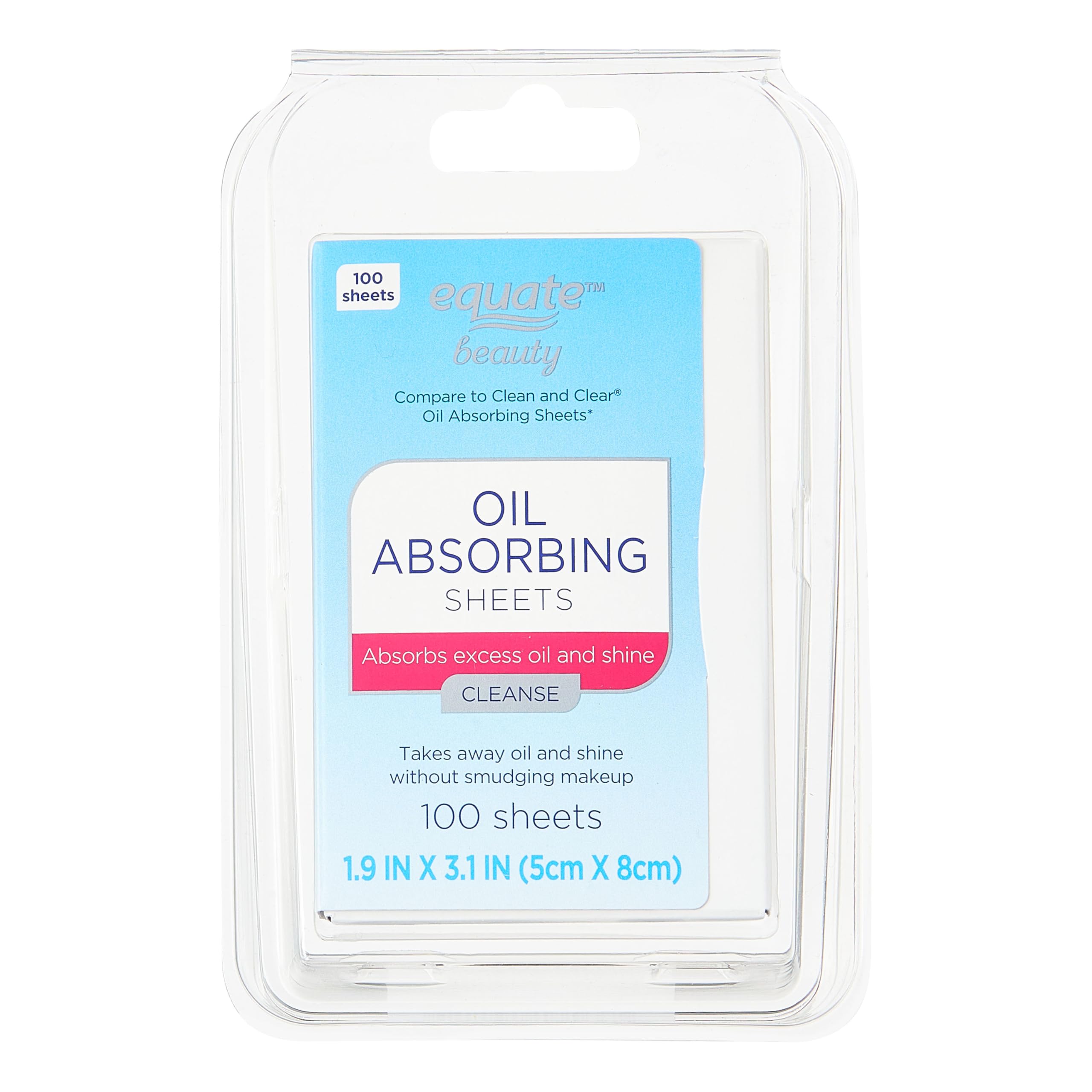 Equate Oil Absorbing Facial Blotting Sheets - 100 Count | Shine Control for Oily Skin | Perfect for Gym, Travel & Touch-Ups | Includes Gift Card Holder
