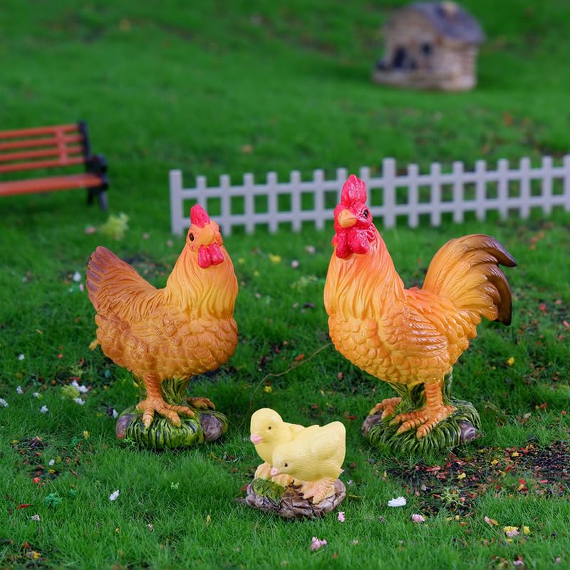 3 Pcs Mini Rooster Resin Figurines - Small Chicken Decor for DIY Crafts, Succulent Planters, Moss Landscapes & Terrarium Scenes - Perfect for Home, Office, and Garden Decoration