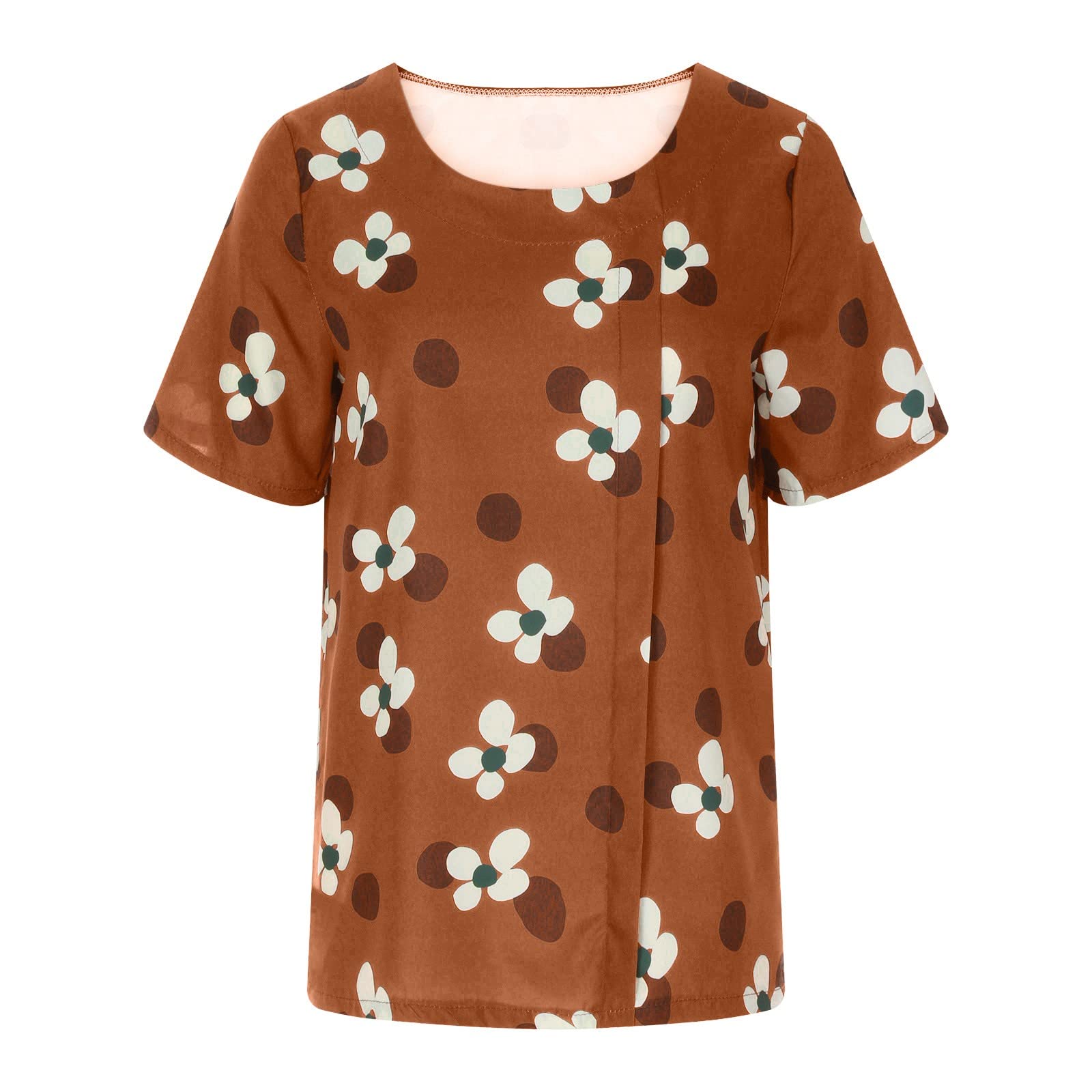 Women's Casual Round Neck Short Sleeve Loose Tank Top - Flowy Printed Blouse for Summer, Beach, Yoga & Everyday Wear