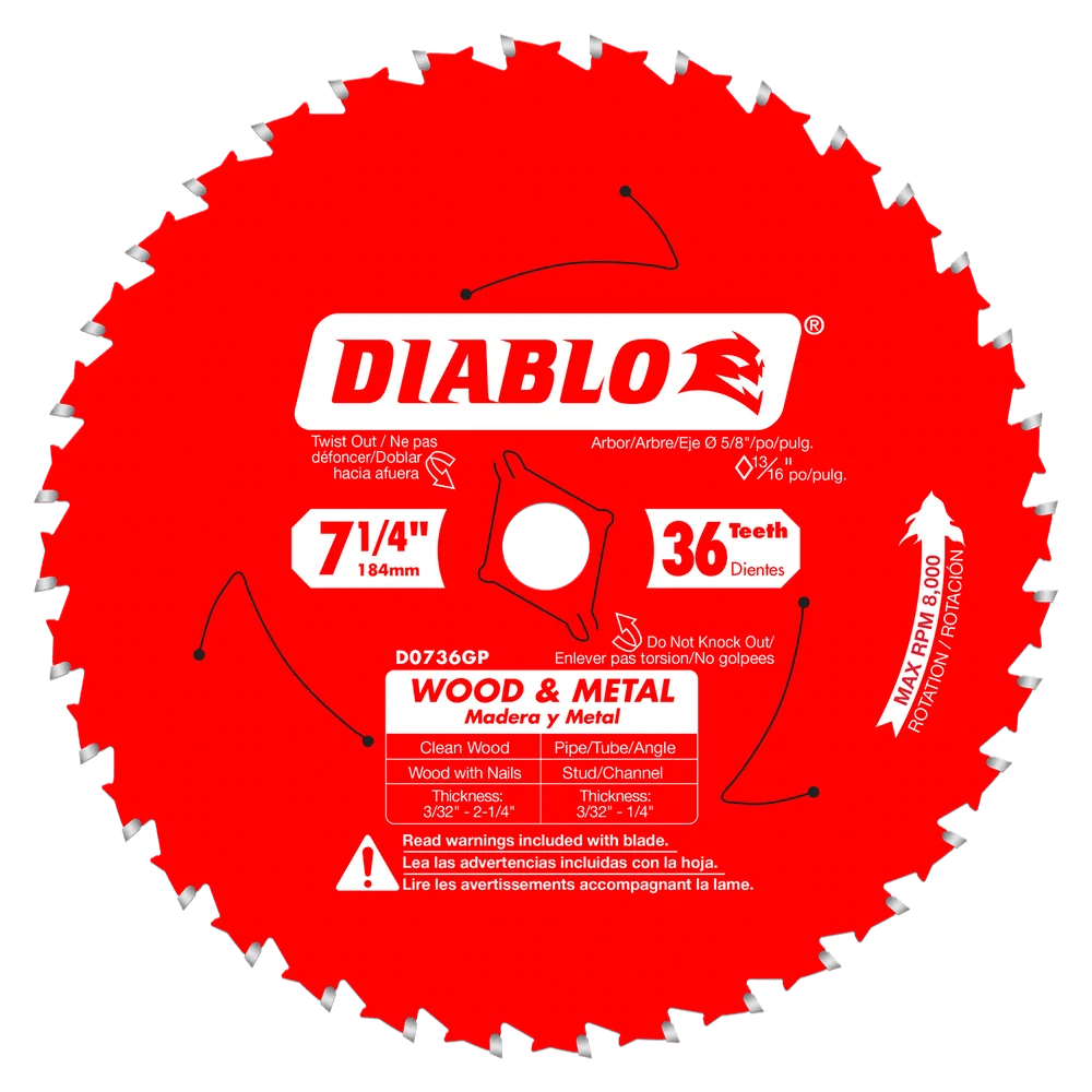 7 1/4 Inch 36-Tooth Carbide Saw Blade for Wood and Metal Cutting - 15 Pack - Perfect for Circular Saws, Miter Saws, and Table Saws in Woodworking and Construction Projects