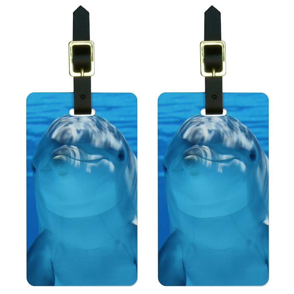 Dolphin Themed Scuba Diving Luggage Tags - Waterproof Suitcase ID Set of 2 for Ocean Travel & Beach Vacations