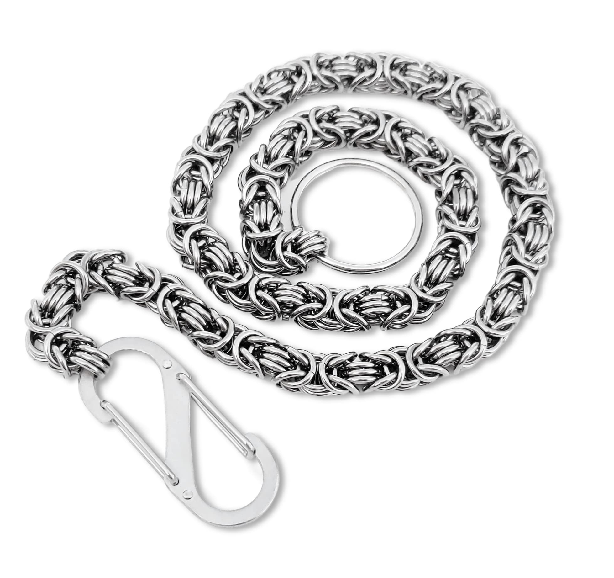 Stainless Steel Wallet Chain for Men - Heavy Duty Biker Wallet Chain with Byzantine Chainmail Design | Secure & Stylish Accessory for Motorcycle Riders, Jeans & Leather Jackets