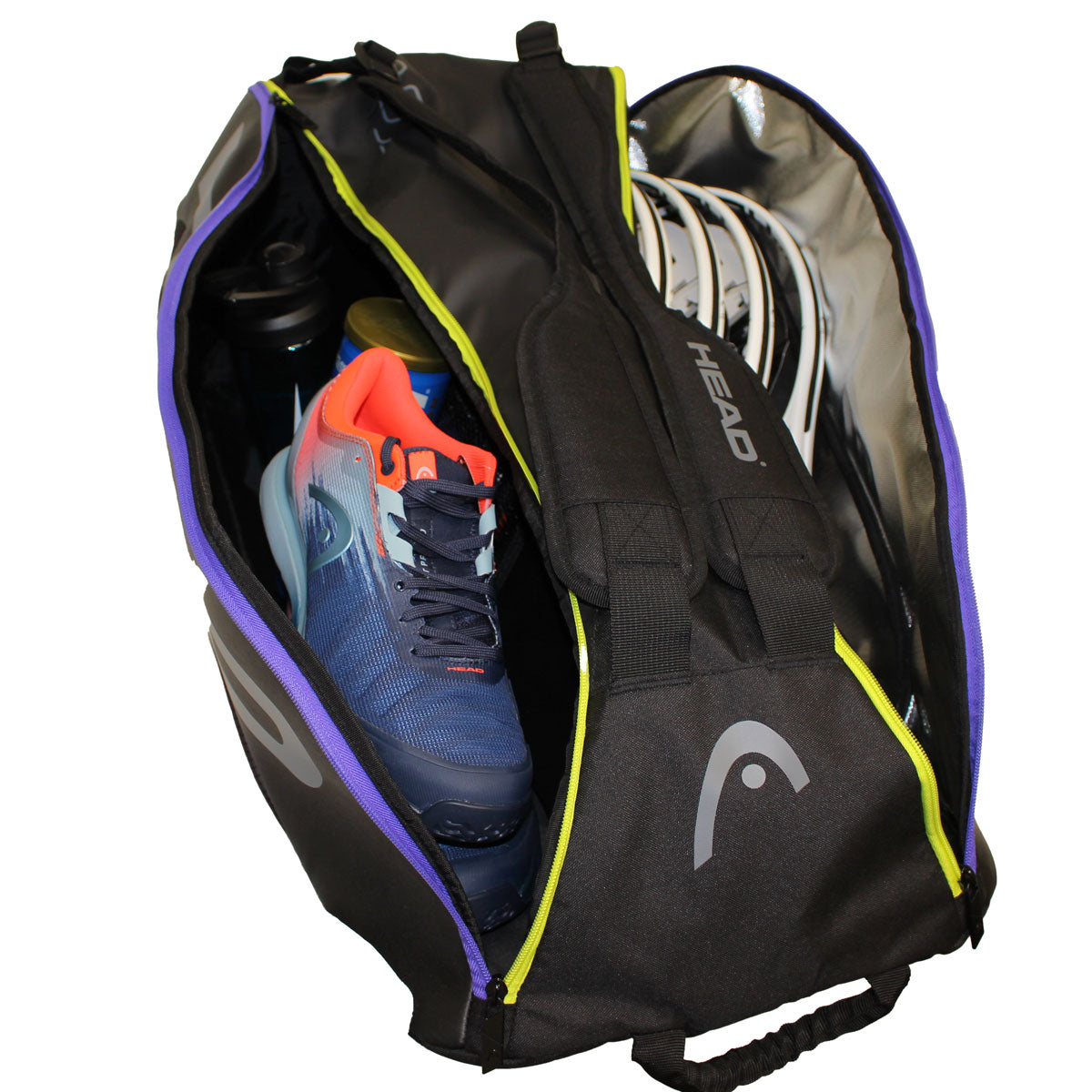 Head Tour Team Supercombi 9 Pack Tennis Racquet Bag (Black/Purple) - Perfect for Tennis Players, Coaches & Tournament Travel - Durable Multi-Racket Storage & Gear Organizer