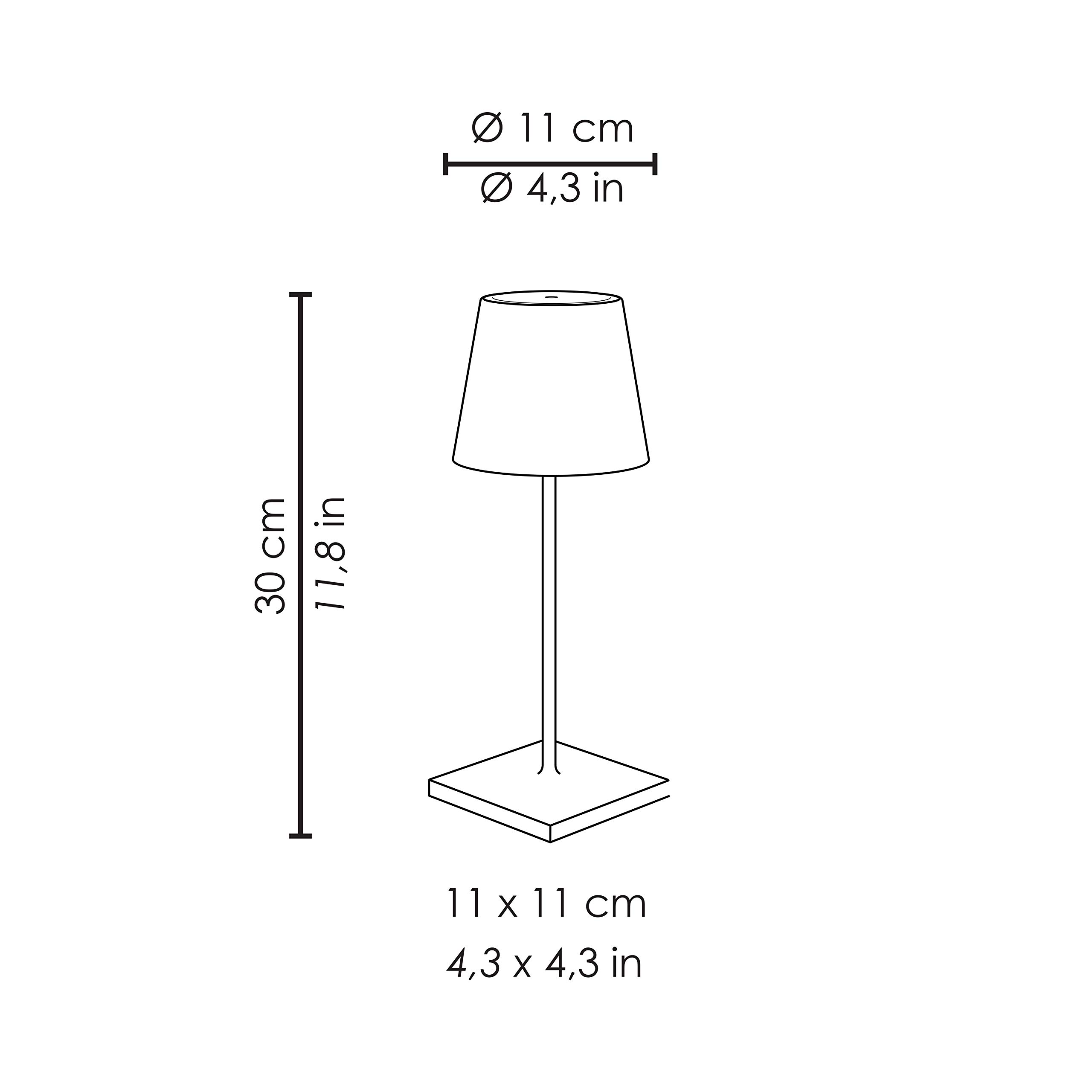 Zafferano POLDINA Mini PRO LED Table Lamp - USB Rechargeable Battery Powered, Silver Leaf Finish - Perfect for Outdoor Dining, Camping & Bedside Night Light