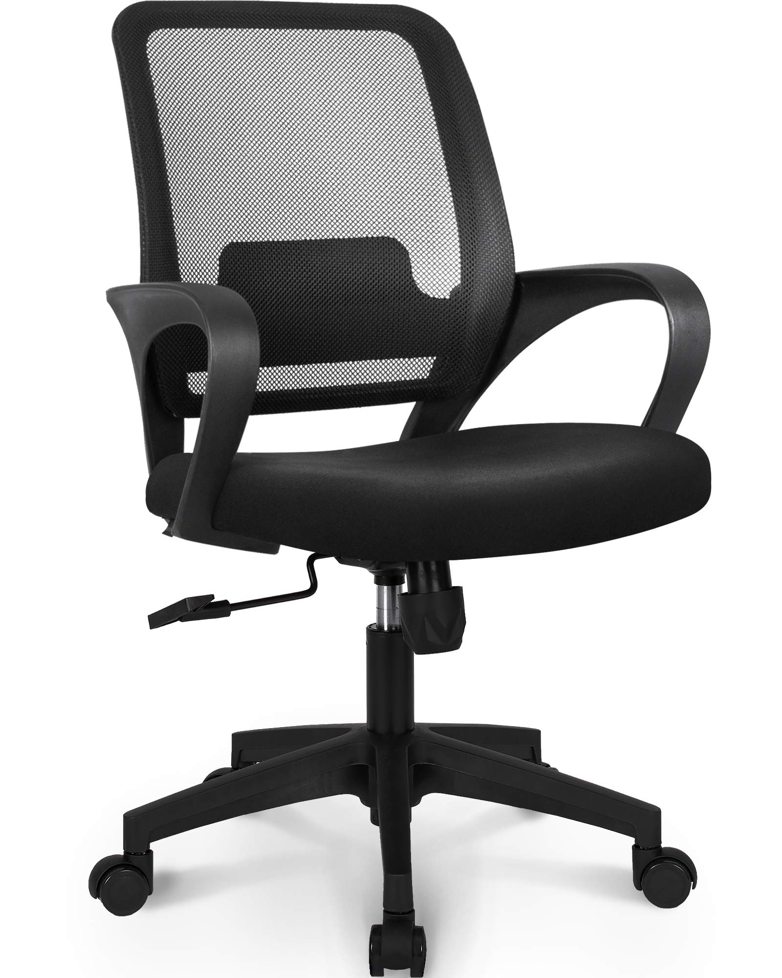 Ergonomic Office Chair with Lumbar Support - Adjustable Mesh Computer Desk Chair, Modern Executive Swivel Rolling Task Chair for Home & Office Comfort (Mid Black)