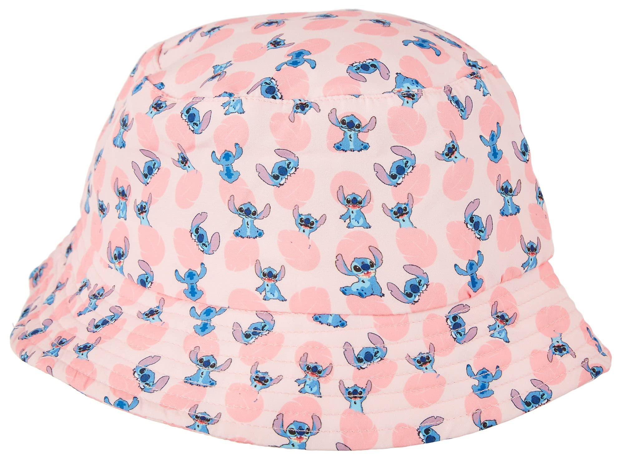 Disney Stitch Leaf All Over Print (AOP) Bucket Hat in Pink - Cute Summer Beach Hat for Women & Girls, Perfect for Vacation, Outdoor Activities, and Cosplay